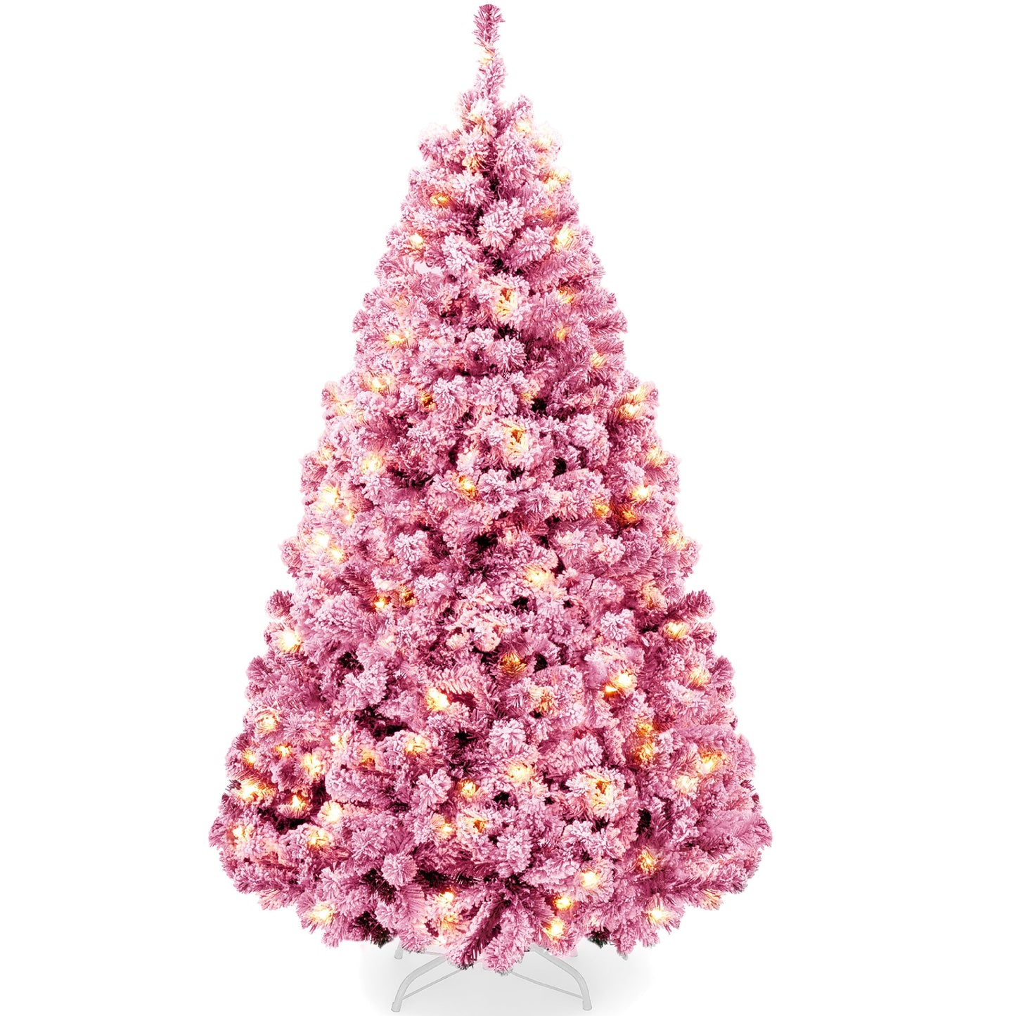 Pre-lit Christmas Tree, Snow Flocked Holiday Decor w/Twinkle Lights
