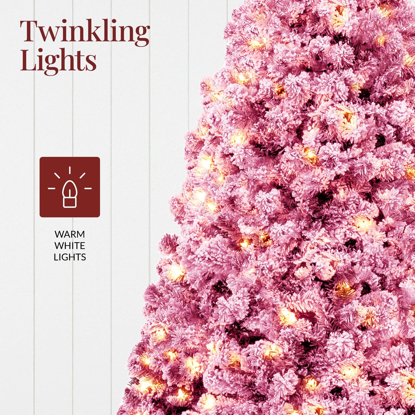 Pre-lit Christmas Tree, Snow Flocked Holiday Decor w/Twinkle Lights