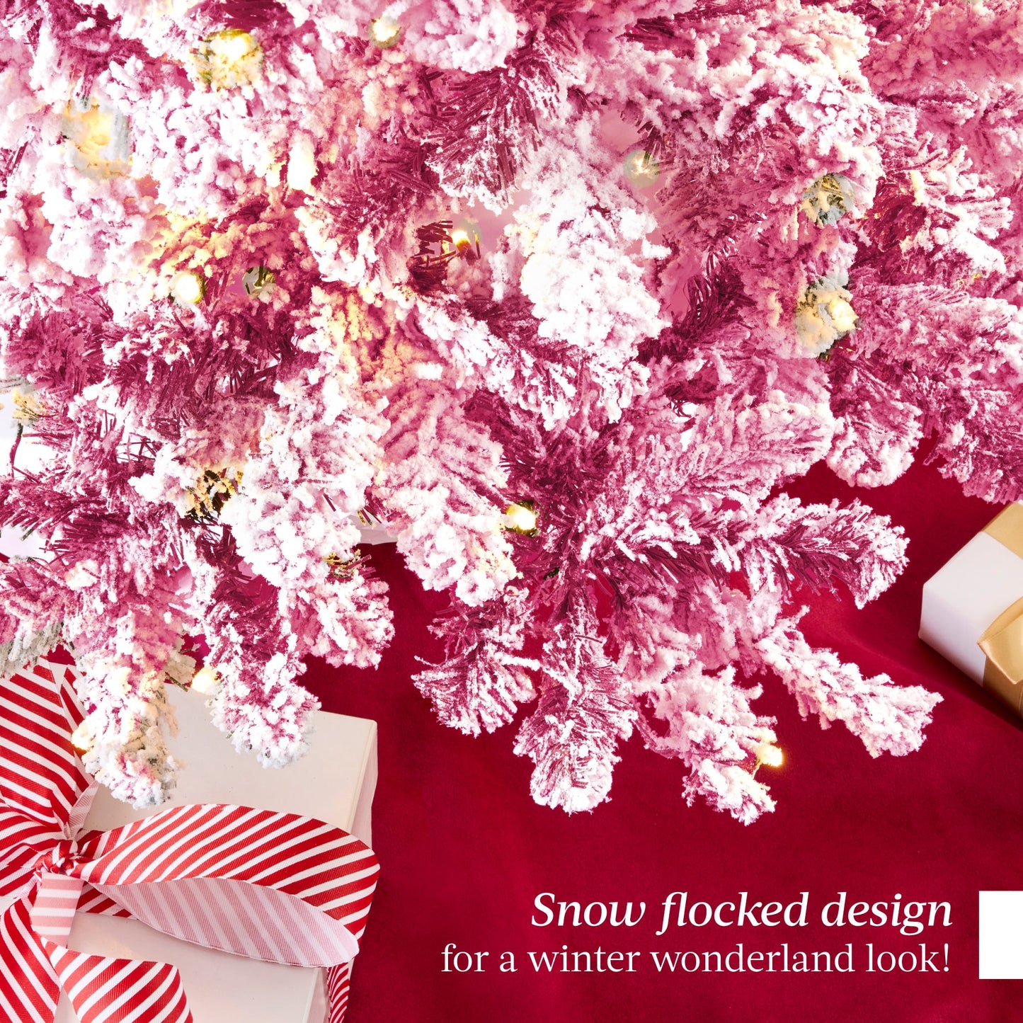 Pre-lit Christmas Tree, Snow Flocked Holiday Decor w/Twinkle Lights