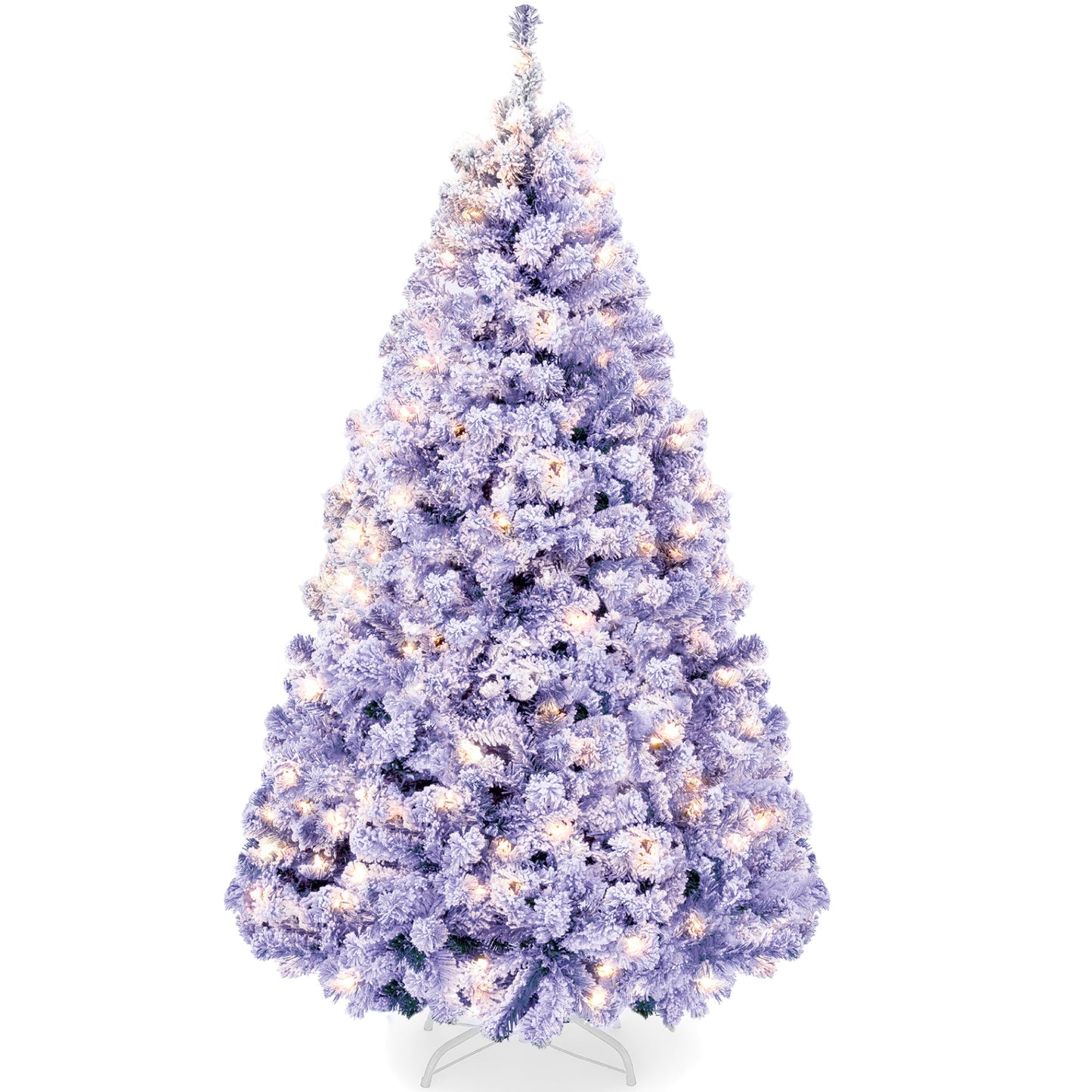 Pre-lit Christmas Tree, Snow Flocked Holiday Decor w/Twinkle Lights