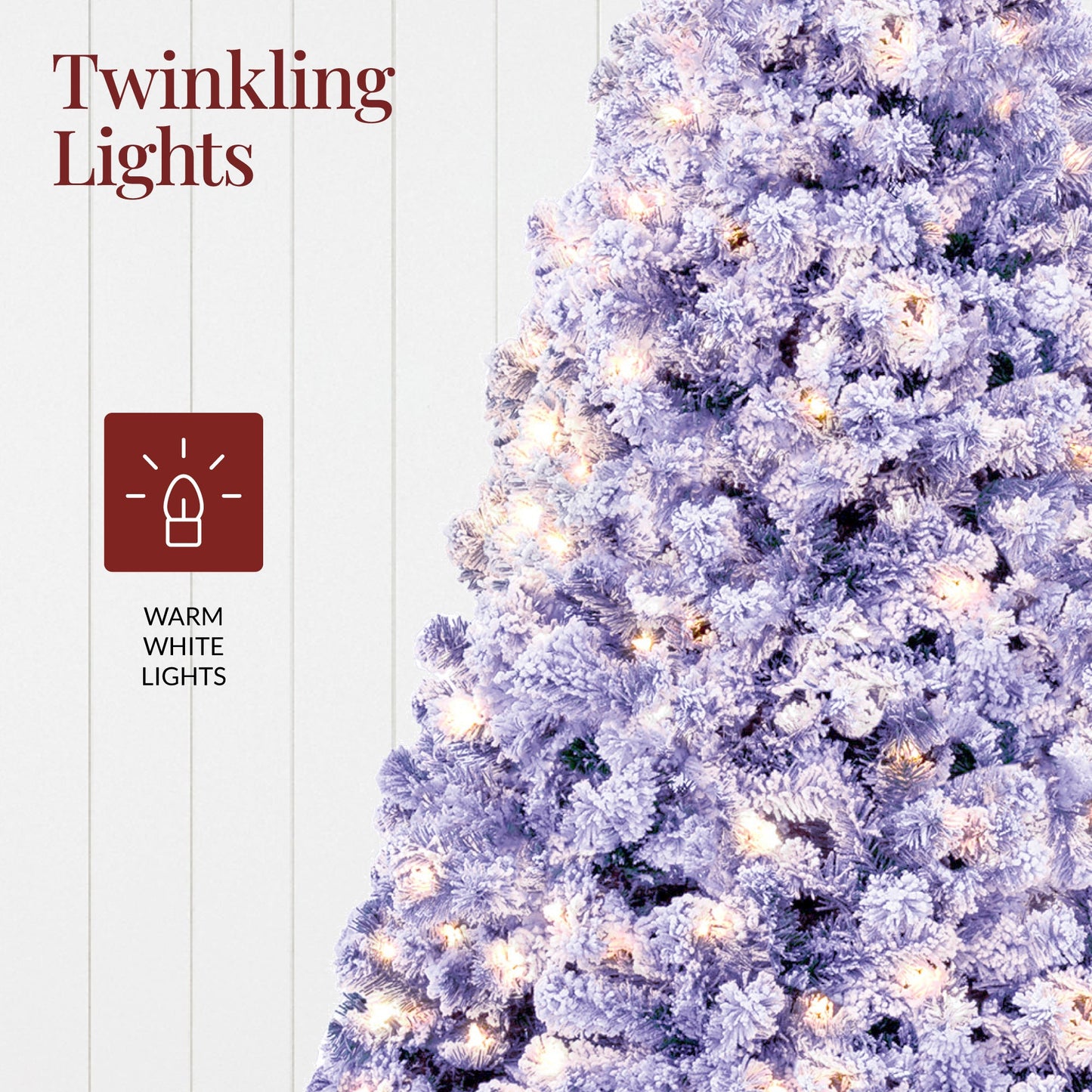 Pre-lit Christmas Tree, Snow Flocked Holiday Decor w/Twinkle Lights