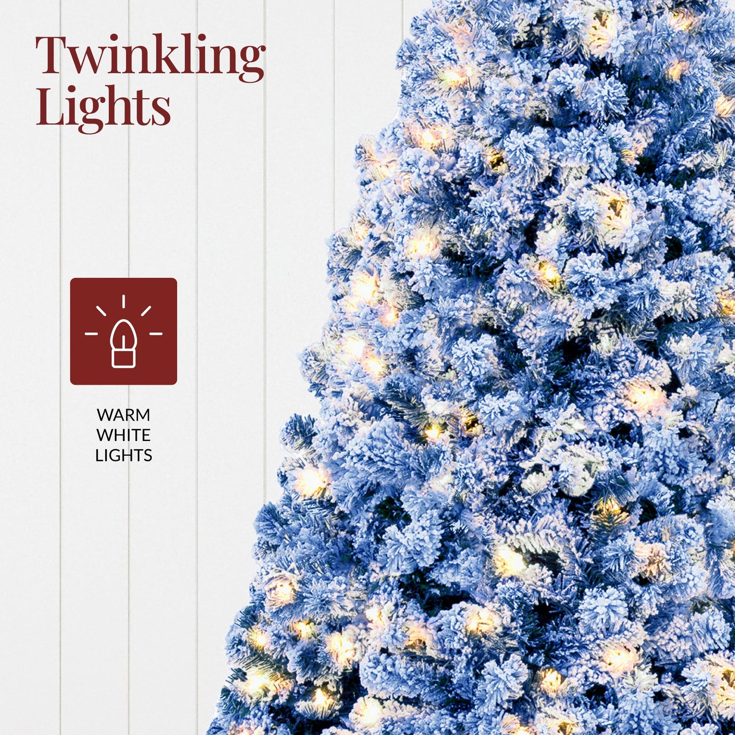 Pre-lit Christmas Tree, Snow Flocked Holiday Decor w/Twinkle Lights