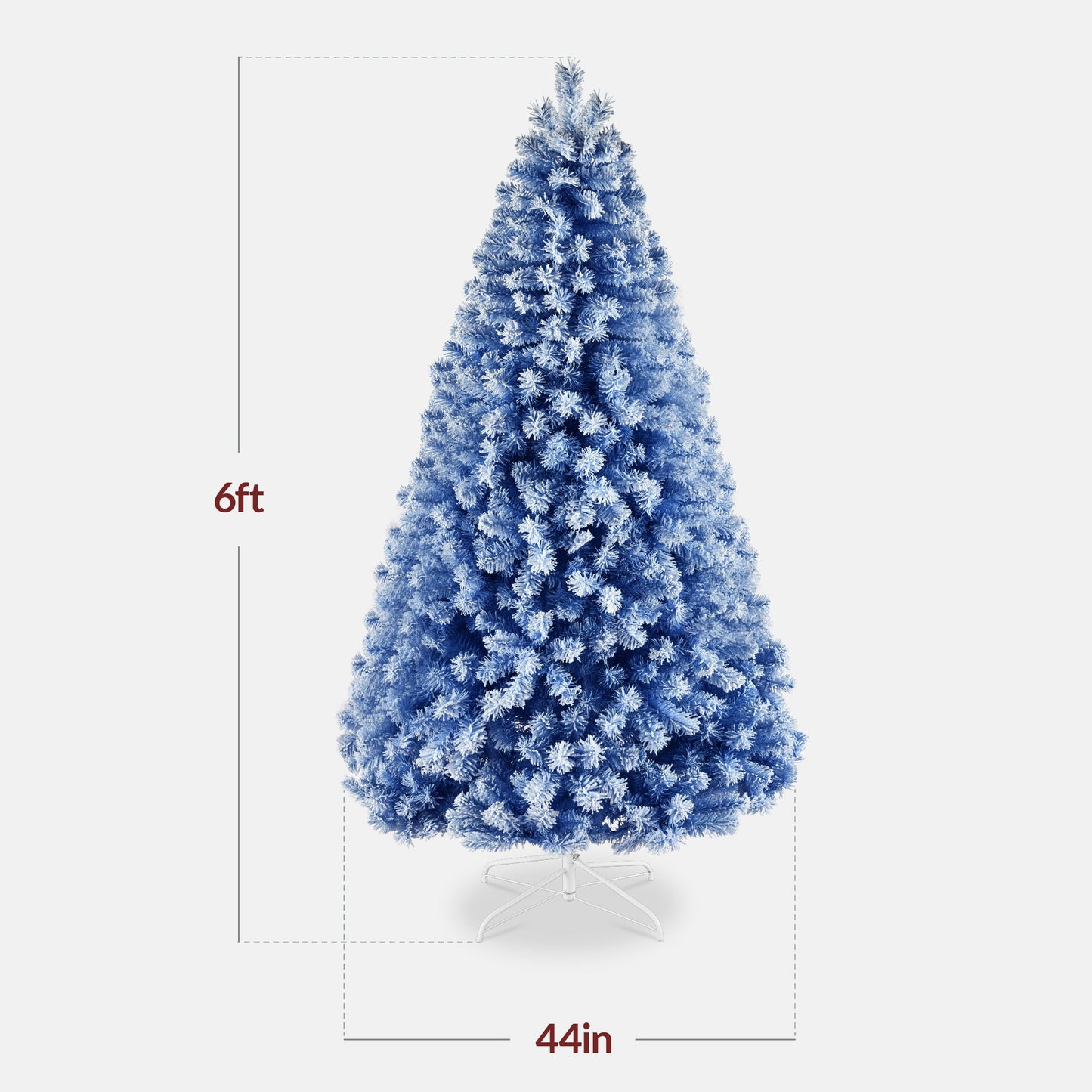 Snow Flocked Colorful Artificial Pine Christmas Tree w/ Foldable Metal Base