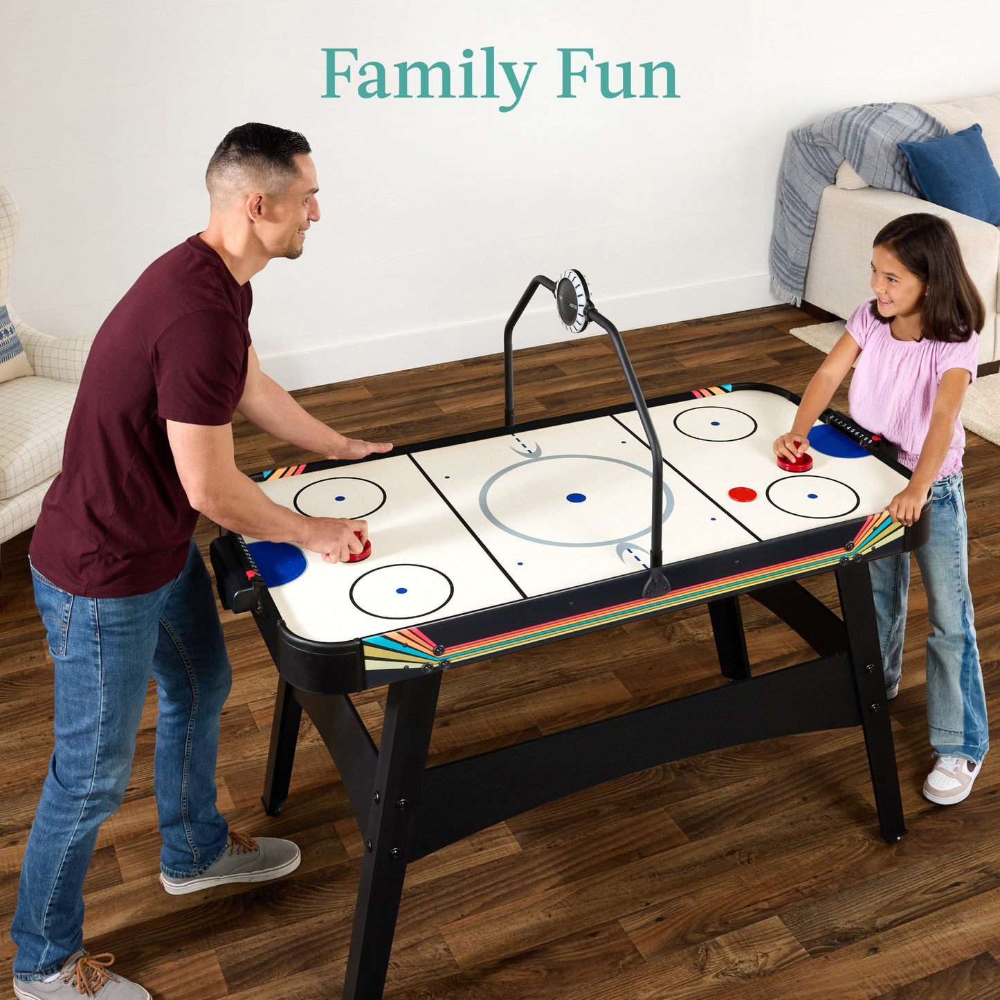 Air Hockey Game Table w/ LED Lights, Scoreboard, Powerful Motor - 54in