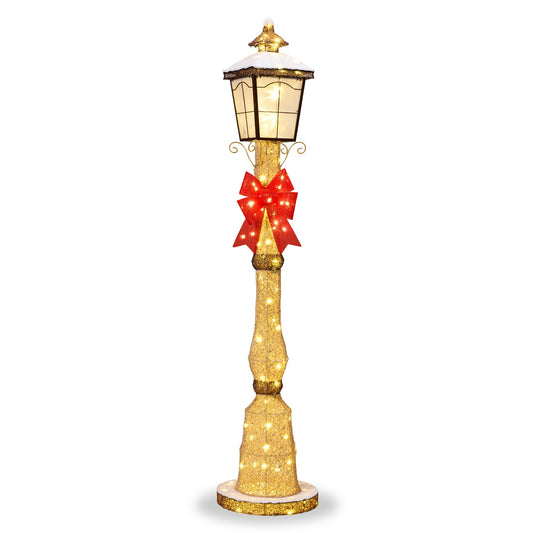Pre-lit 6ft Christmas Lamppost Decoration with Lighted Bow