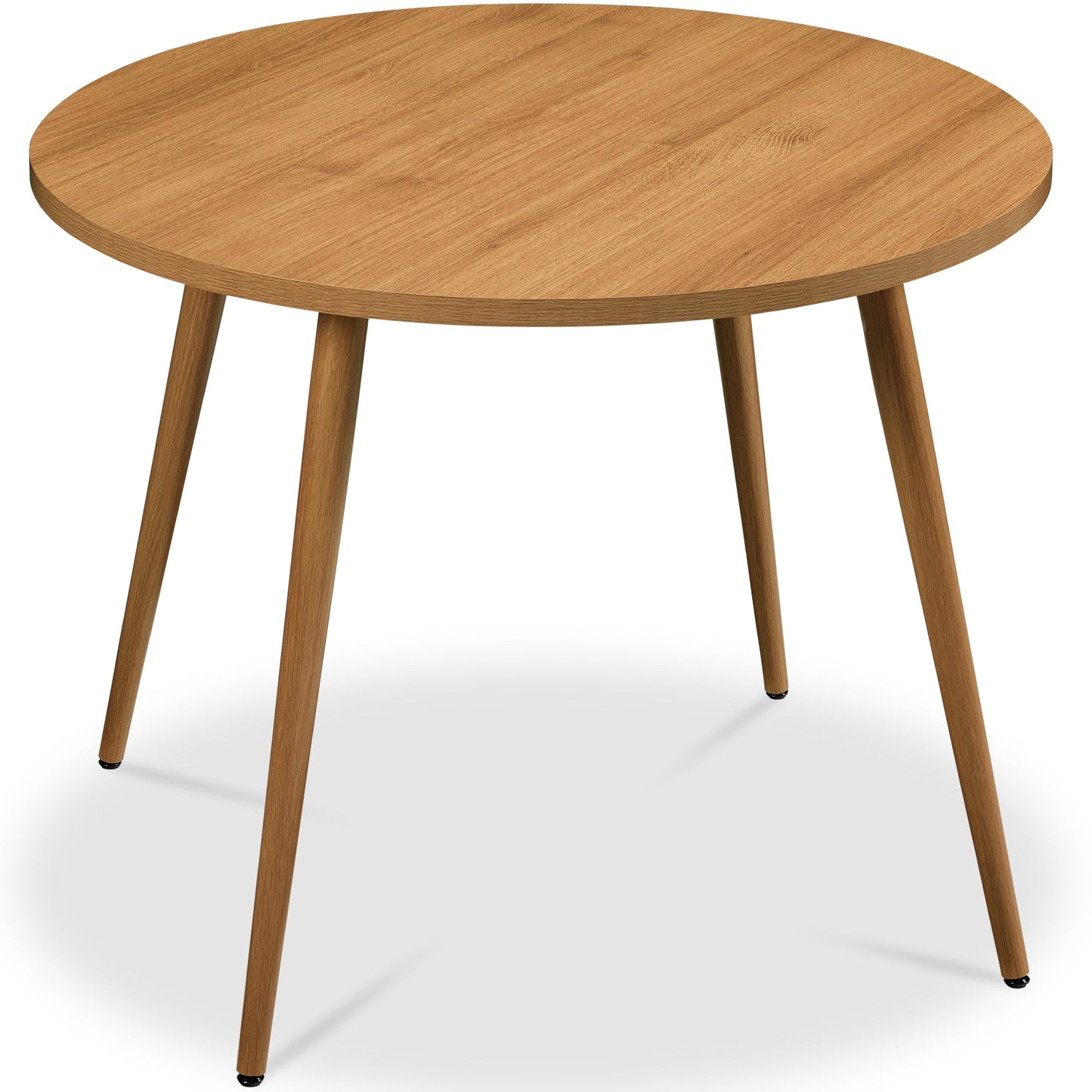 Round Mid-Century Modern 35.5in Dining Table, Dinette for Home or Kitchen w/Wood Finish Steel Legs