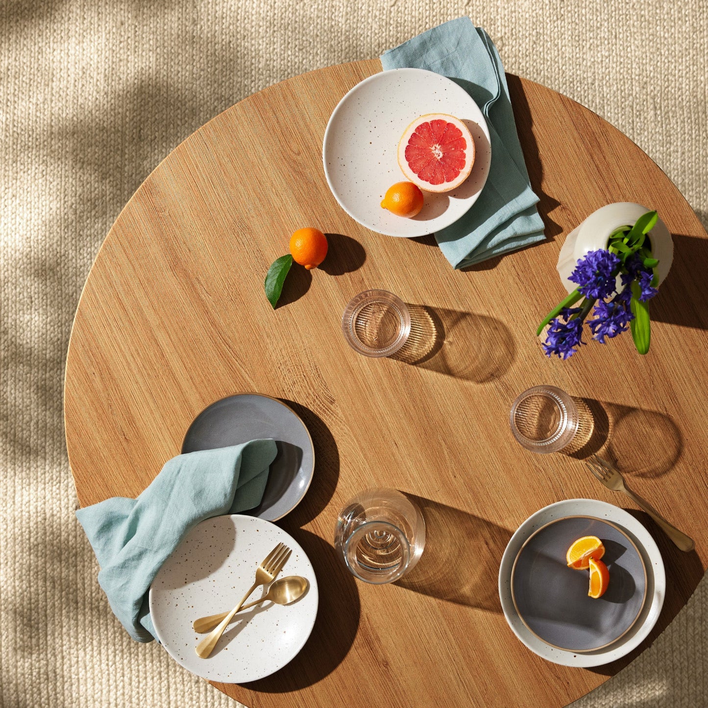 Round Mid-Century Modern 35.5in Dining Table, Dinette for Home or Kitchen w/Wood Finish Steel Legs