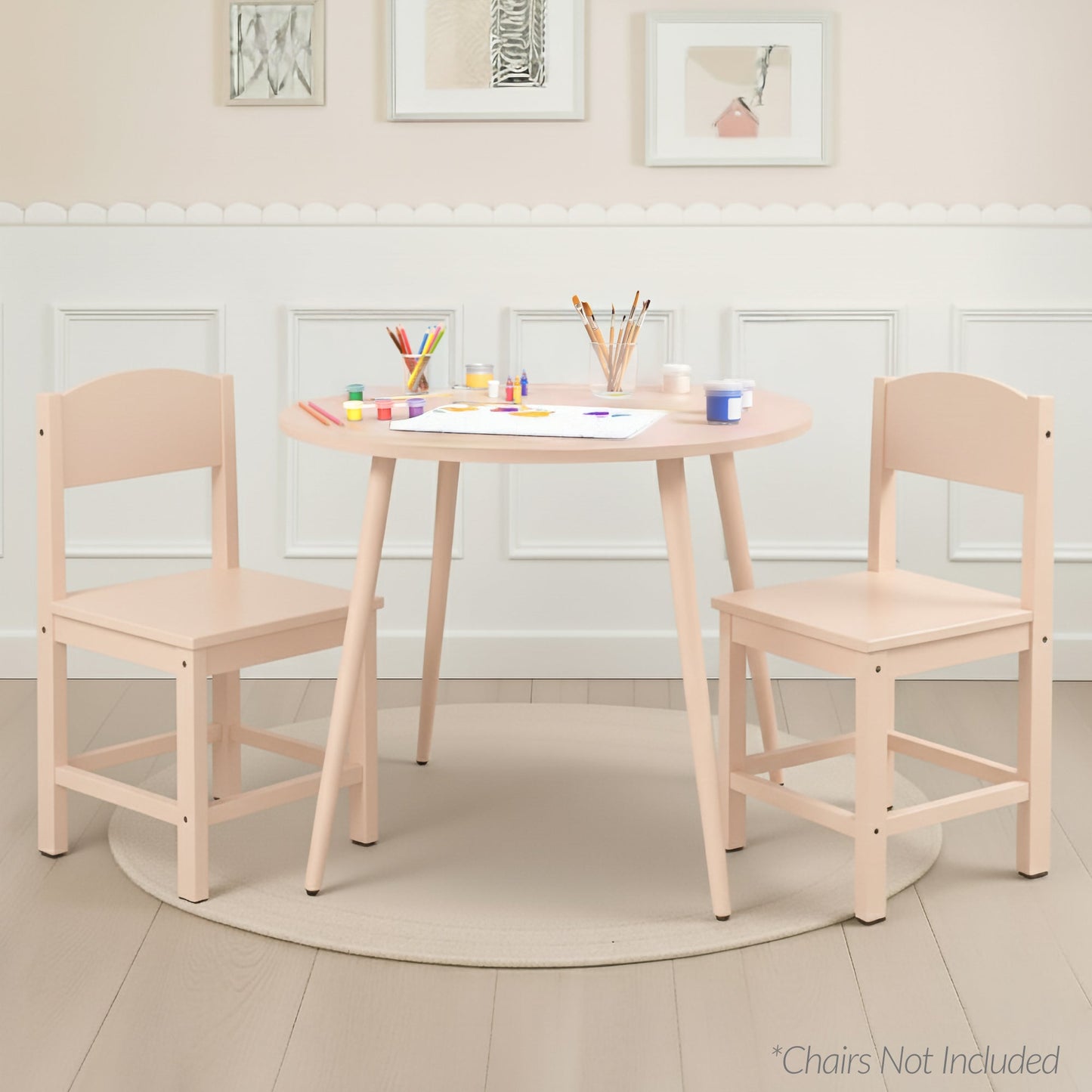 Round Mid-Century Modern 35.5in Dining Table, Dinette for Home or Kitchen w/Wood Finish Steel Legs