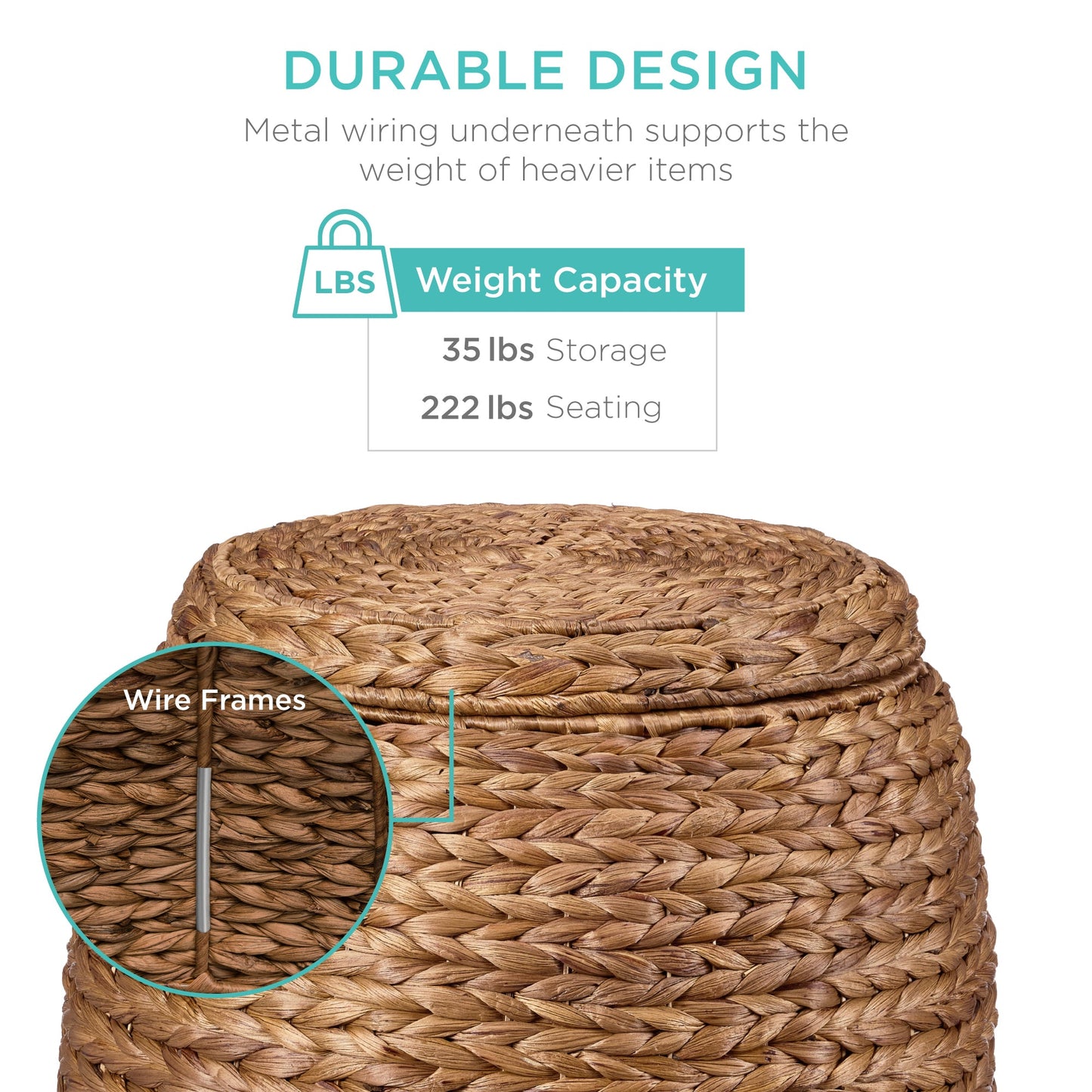 Multipurpose Hyacinth Storage Tote Basket