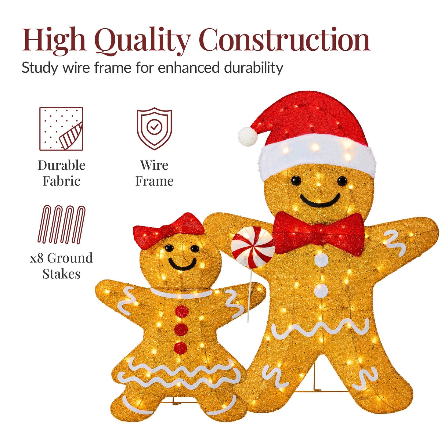 4pc Gingerbread Man Family 4ft Pre-lit Christmas Yard Decor