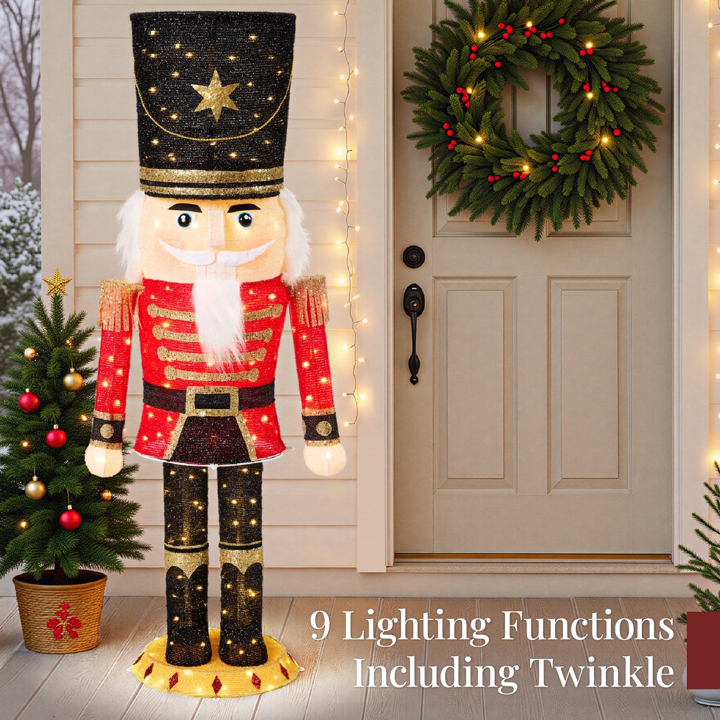 Pop Up Christmas Nutcracker w/150 LED Lights for Outdoor, Indoor, 5ft