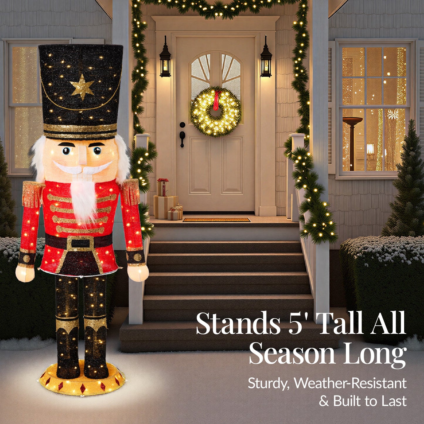 Pop Up Christmas Nutcracker w/150 LED Lights for Outdoor, Indoor, 5ft