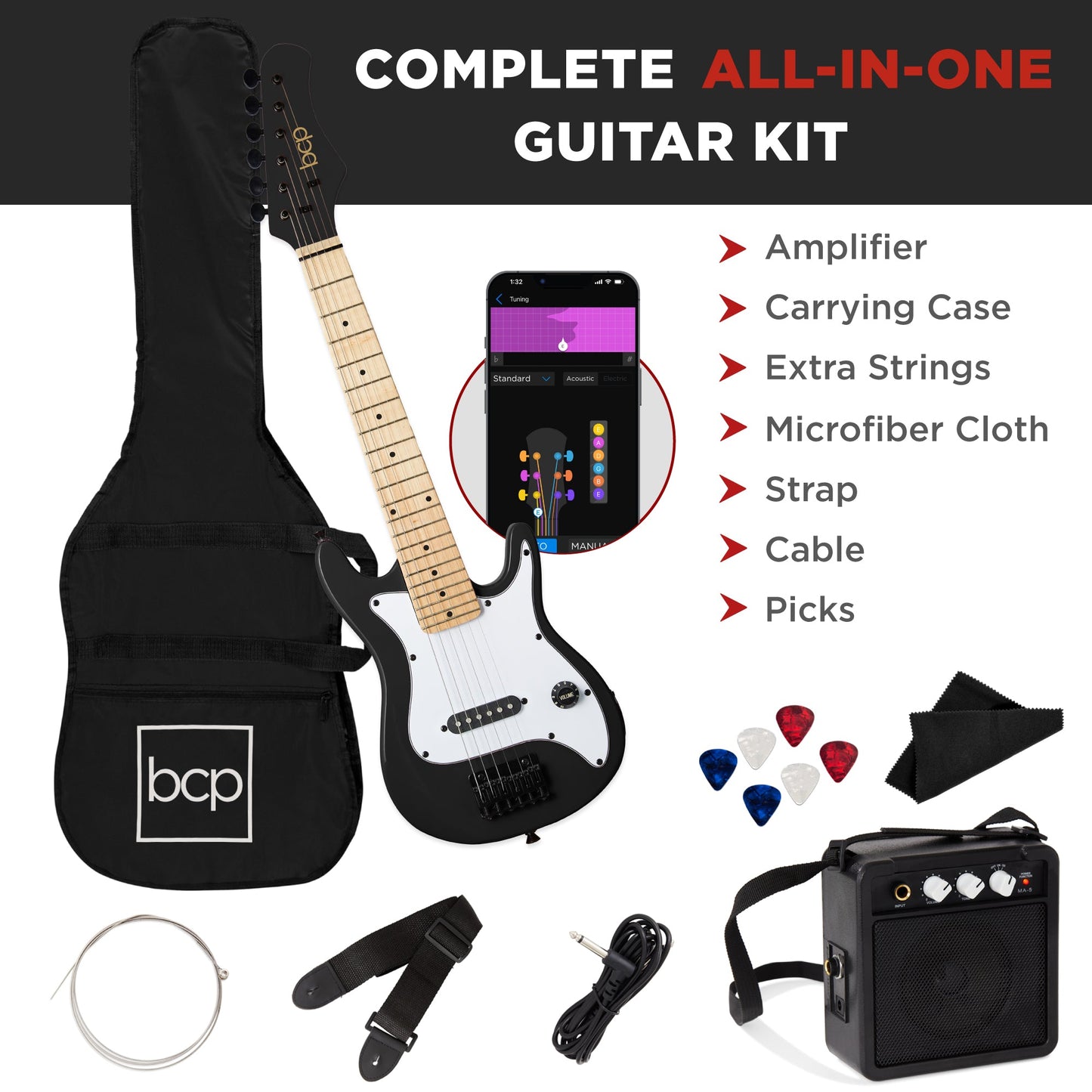 Kids Electric Guitar Beginner Starter Kit w/ 5W Amplifier - 30 in