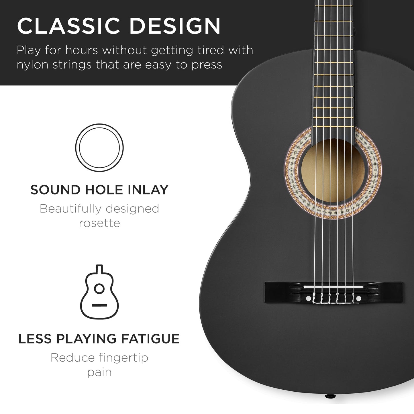 Beginner Acoustic Guitar Set w/ Case, Strap, Extra Strings - 38in