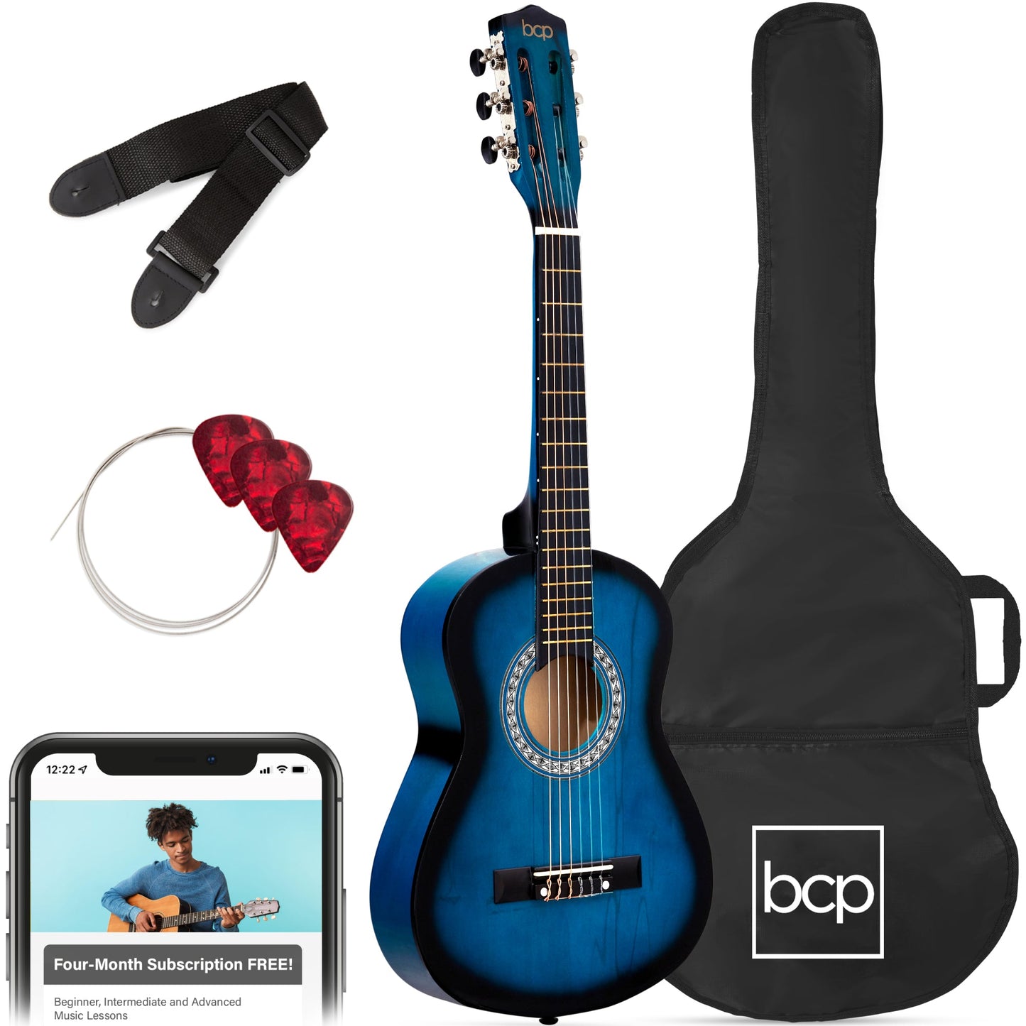 Kids Acoustic Guitar Beginner Starter Kit w/ Carrying Case - 30in