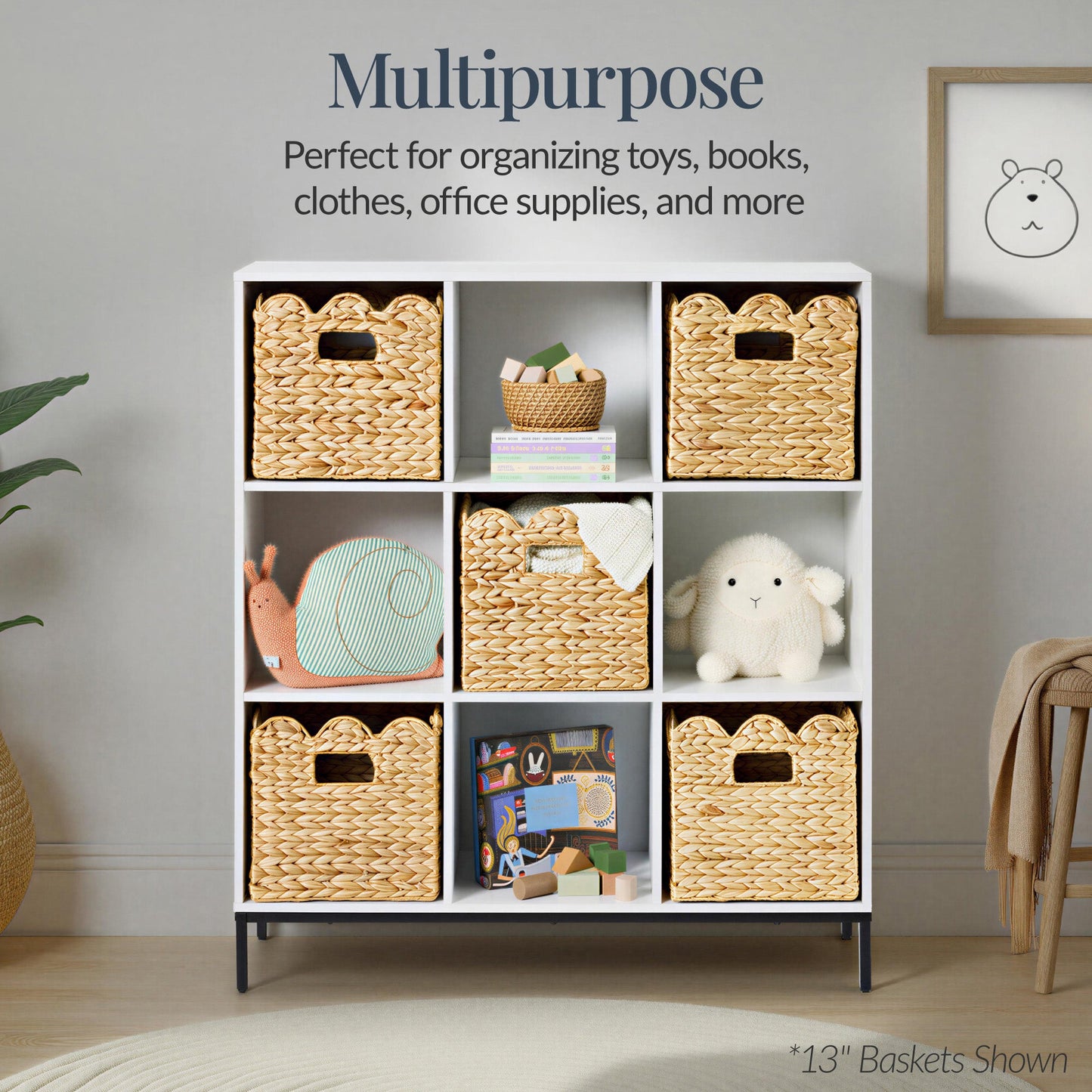 Scalloped 10.5 x 10.5in Hyacinth Storage Basket Set of 5