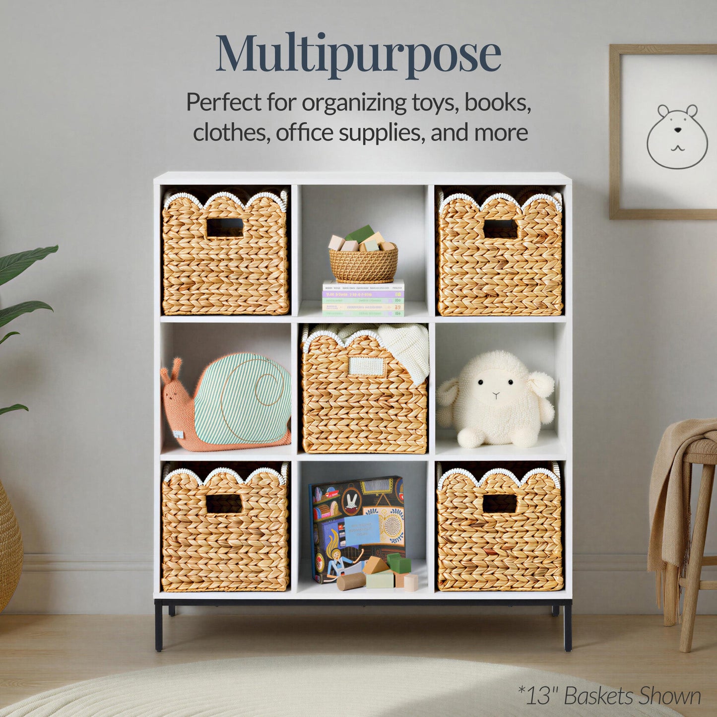 Scalloped 10.5 x 10.5in Hyacinth Storage Basket Set of 5