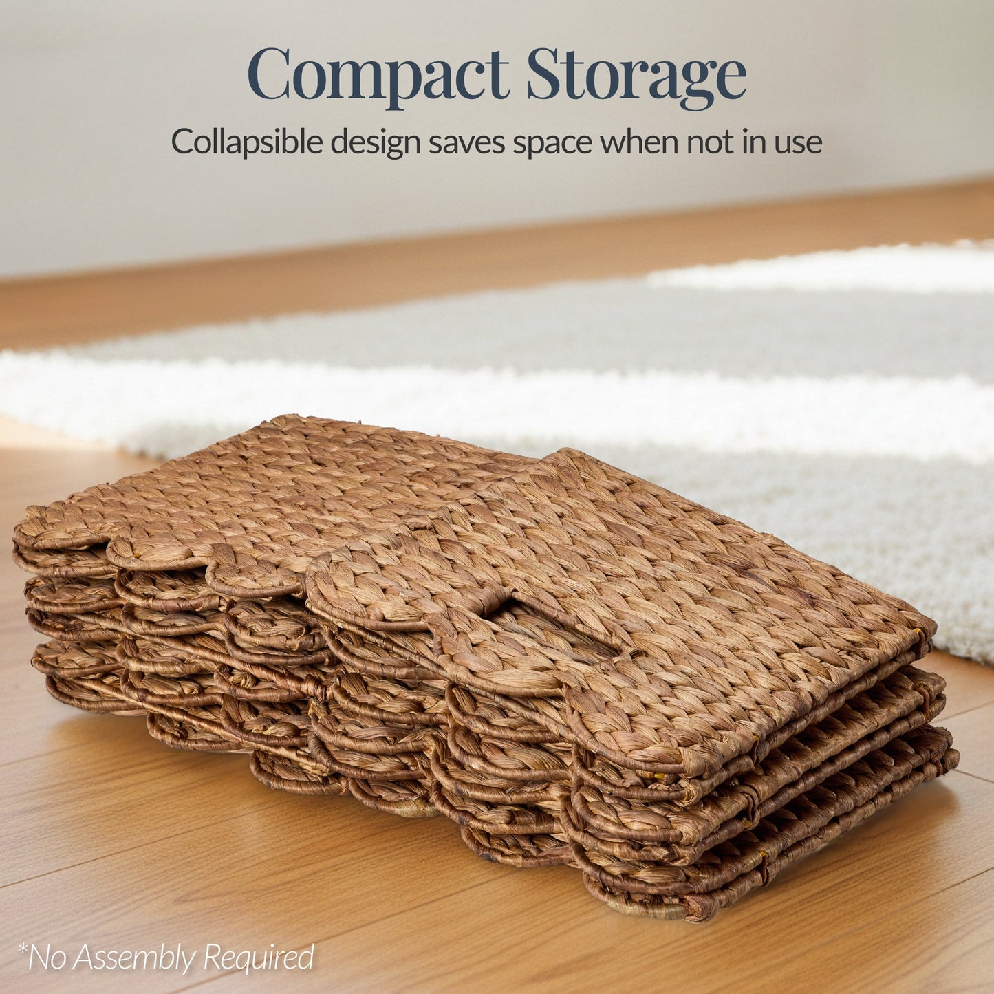 Scalloped 12x 12 Hyacinth Storage Basket Set of 5