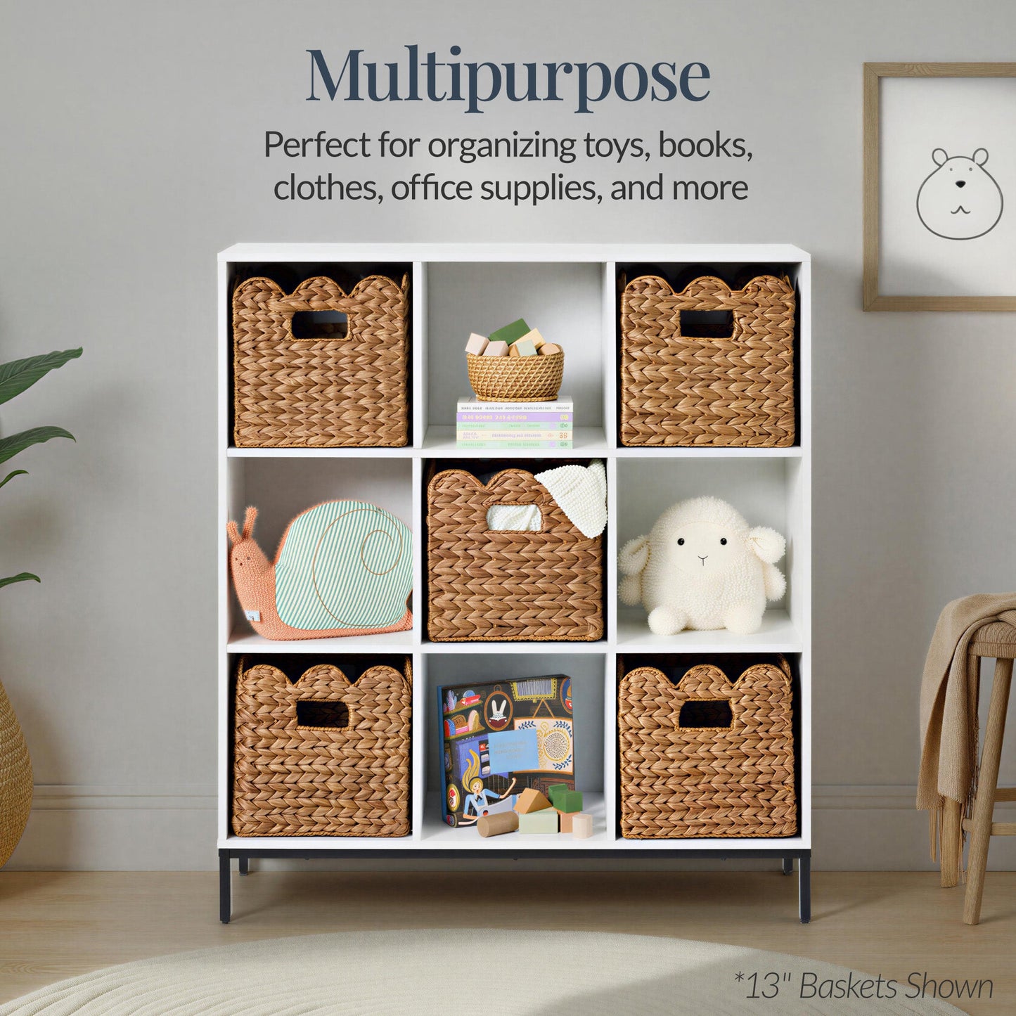 Scalloped 12x 12 Hyacinth Storage Basket Set of 5