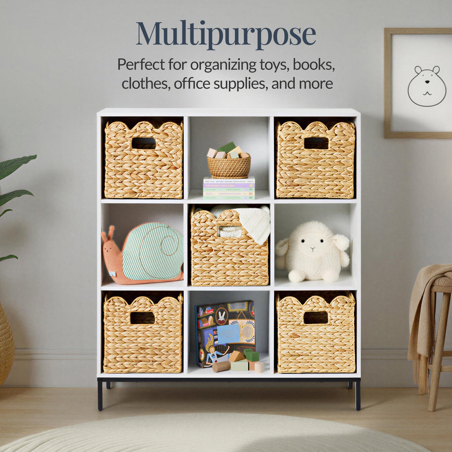 Scalloped 13 x 13in Hyacinth Storage Basket Set of 5