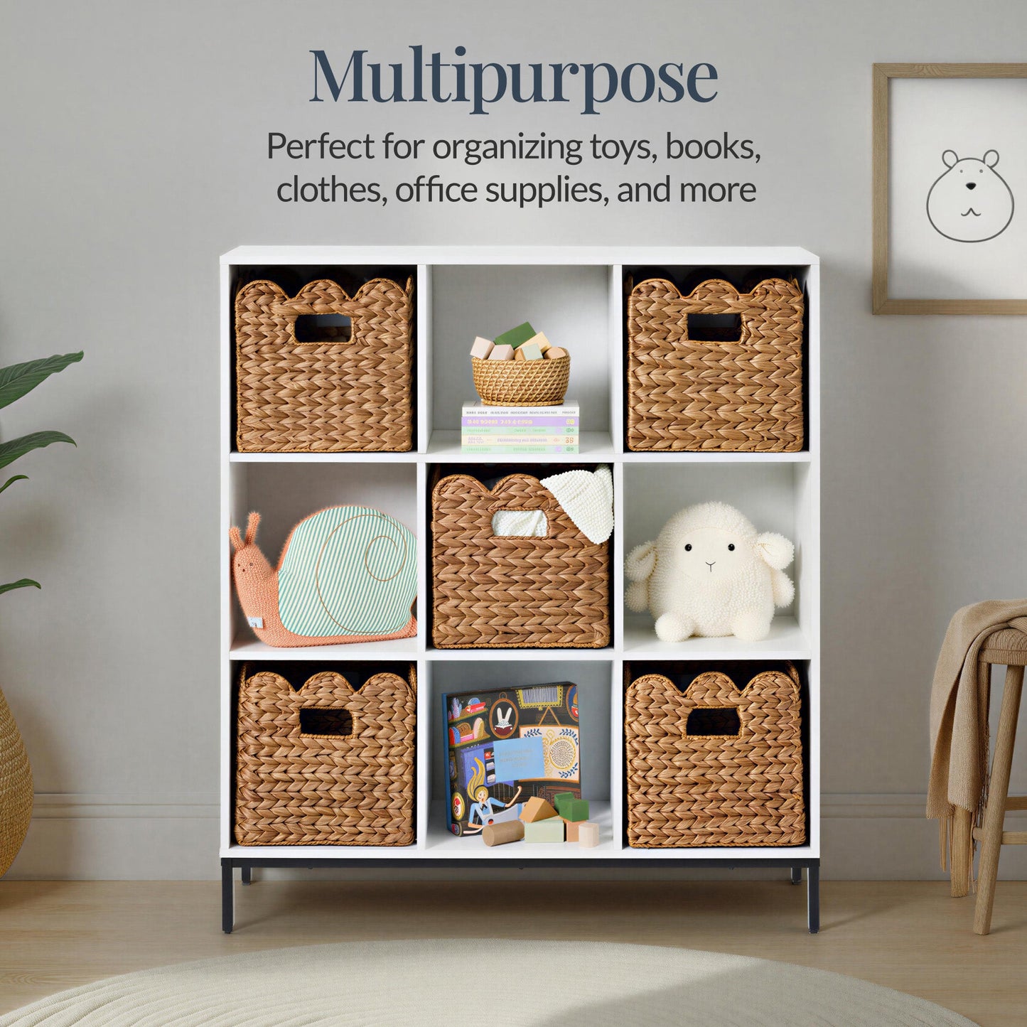 Scalloped 13 x 13in Hyacinth Storage Basket Set of 5