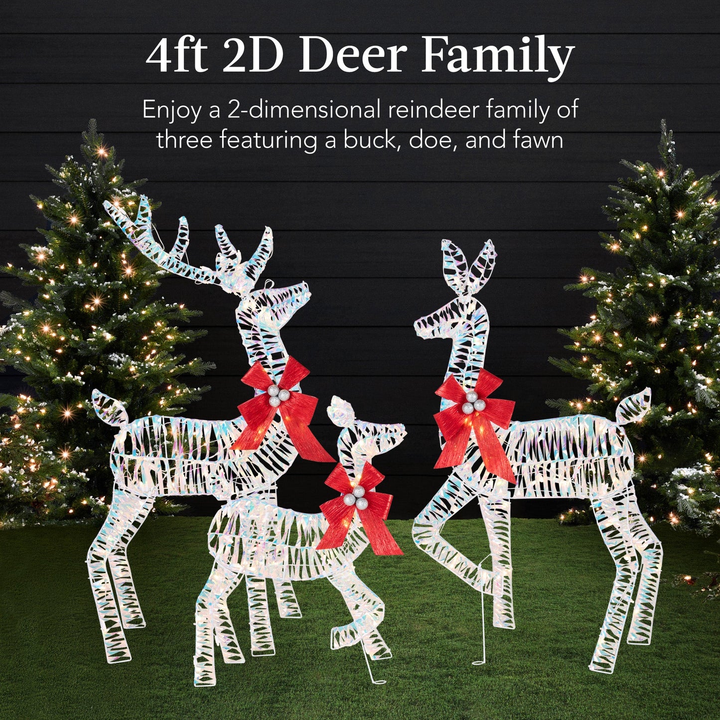 3-Piece Lighted Christmas Deer Set Outdoor Decor with 175 LED Lights