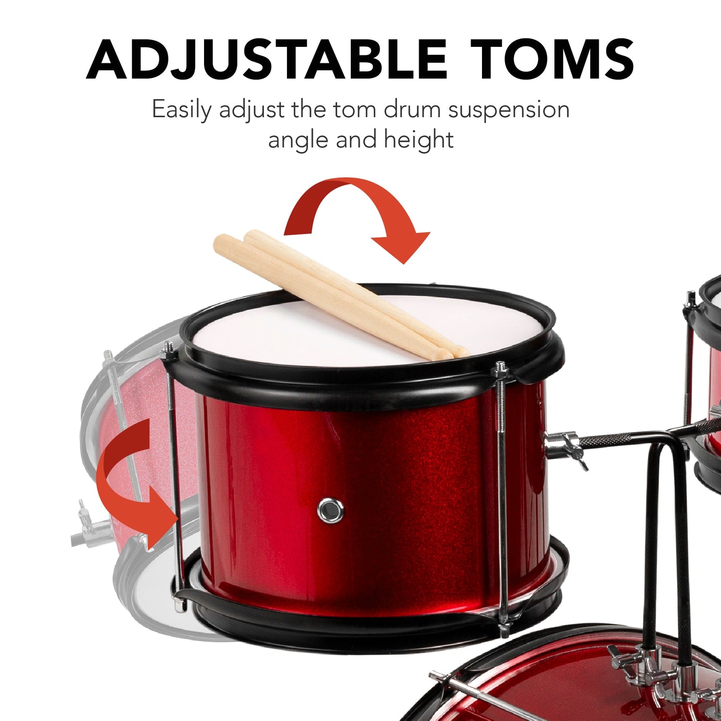 Kids Beginner 3-Piece Drum, Musical Instrument Set w/ Sticks, Stool, Pedal