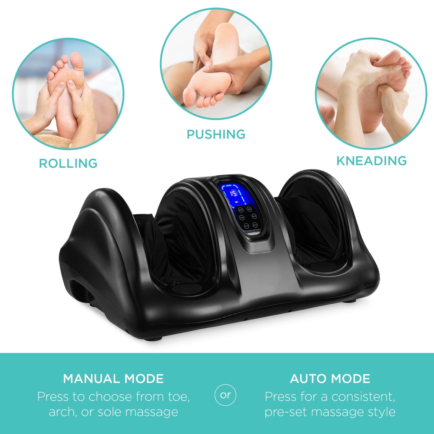 Therapeutic Foot Massager w/ High Intensity Rollers, Remote, 3 Modes