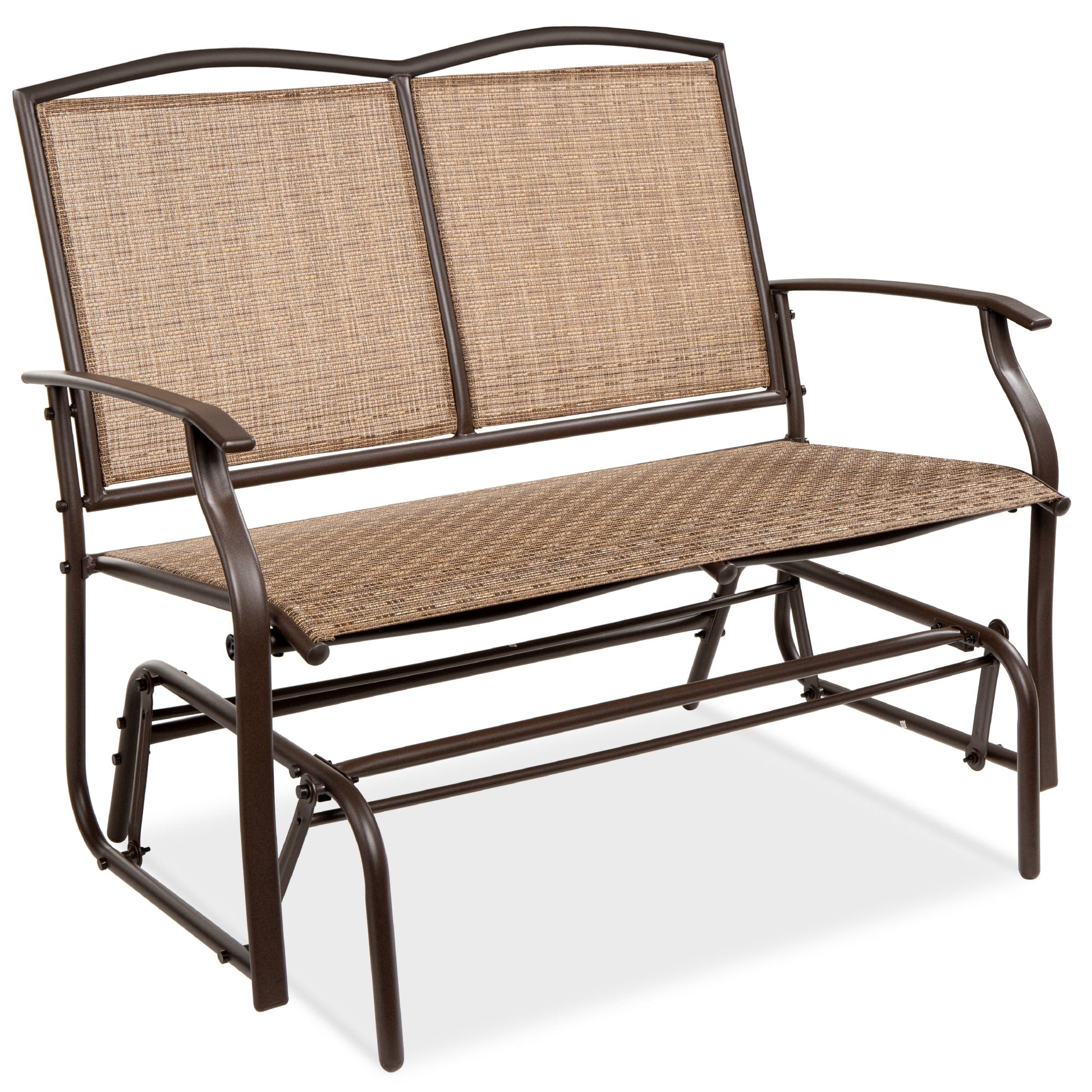 2-Person Patio Loveseat Swing Glider, Bench Rocker w/ Armrests