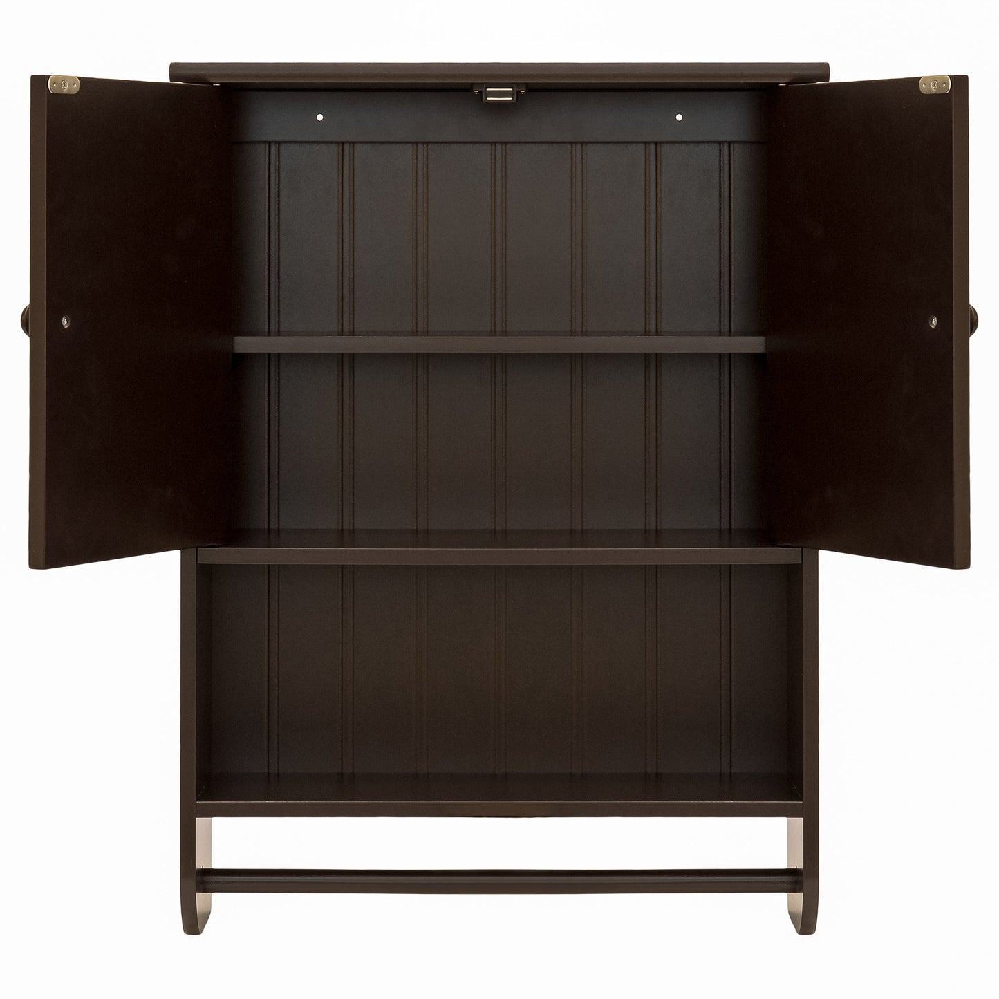 Bathroom Wall Storage Organization Cabinet w/ Double Doors, Towel Bar