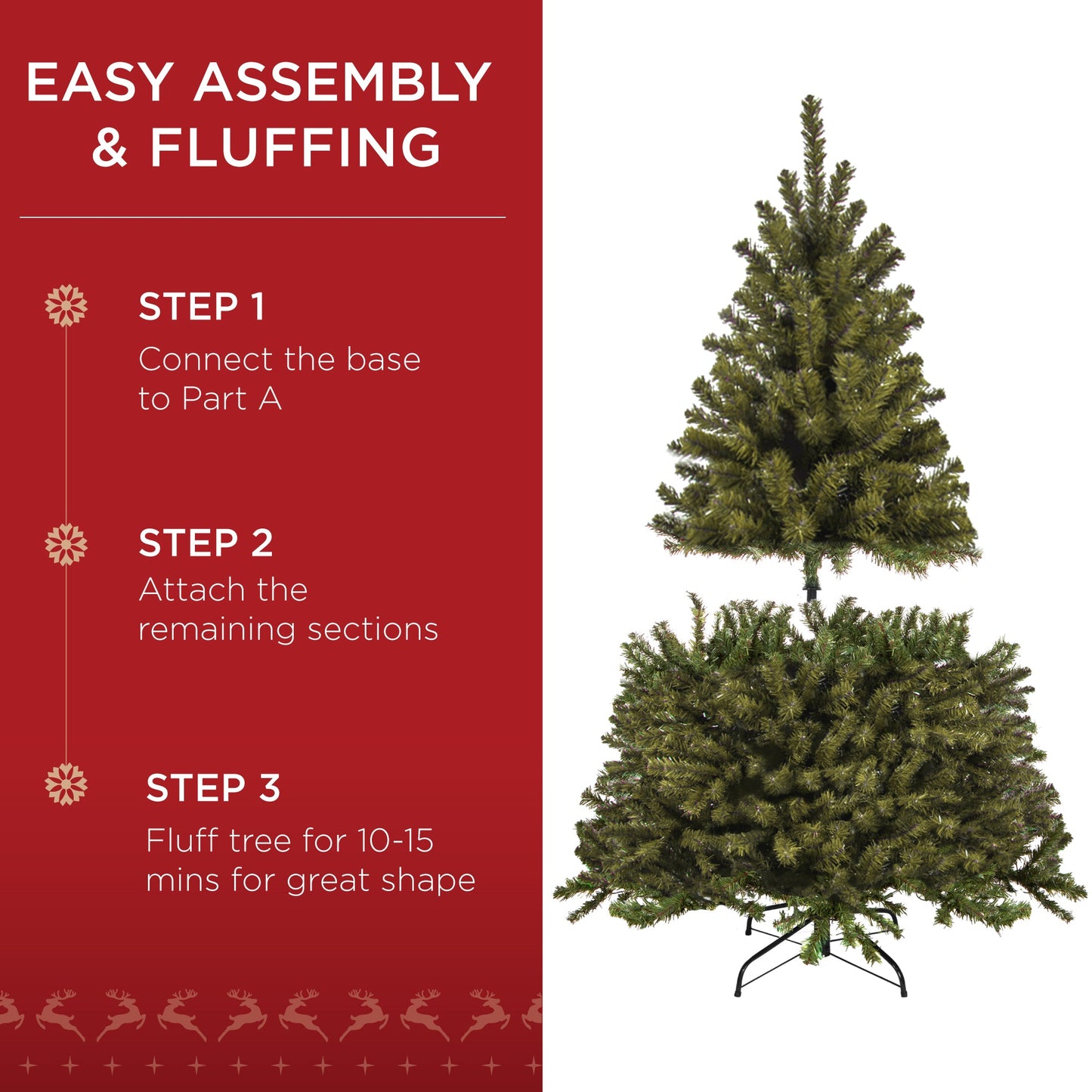 Pre-Lit Artificial Green Spruce Christmas Tree, w/Easy Assembly