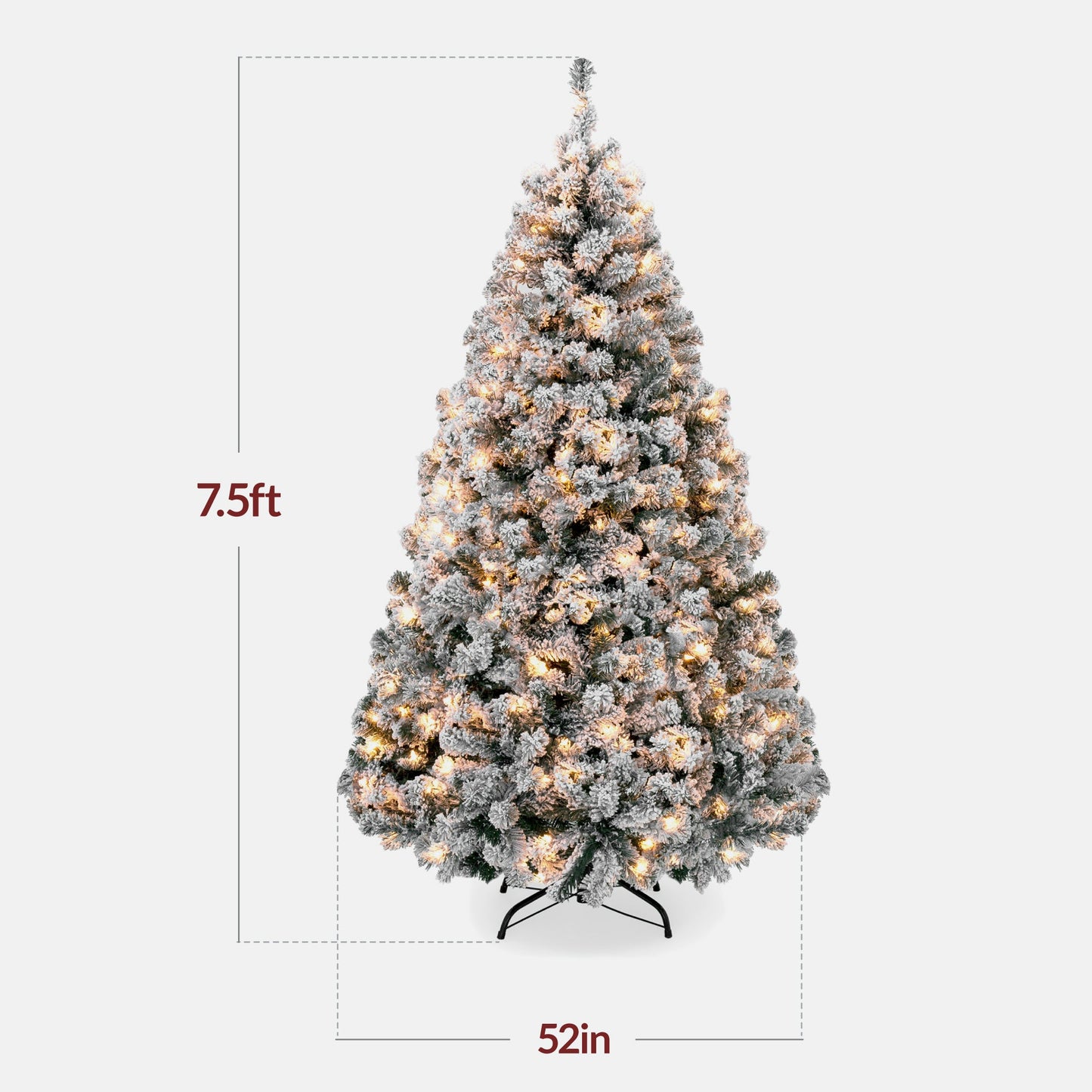 Pre-Lit Snow Flocked Artificial Pine Christmas Tree w/ Warm White Lights