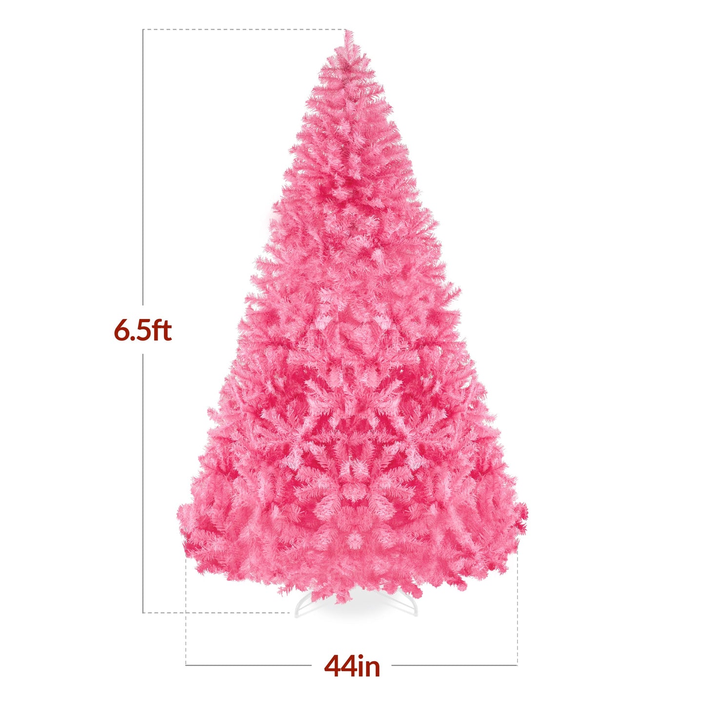Artificial Pink Christmas Tree, Unlit Pine Design w/Easy Assembly