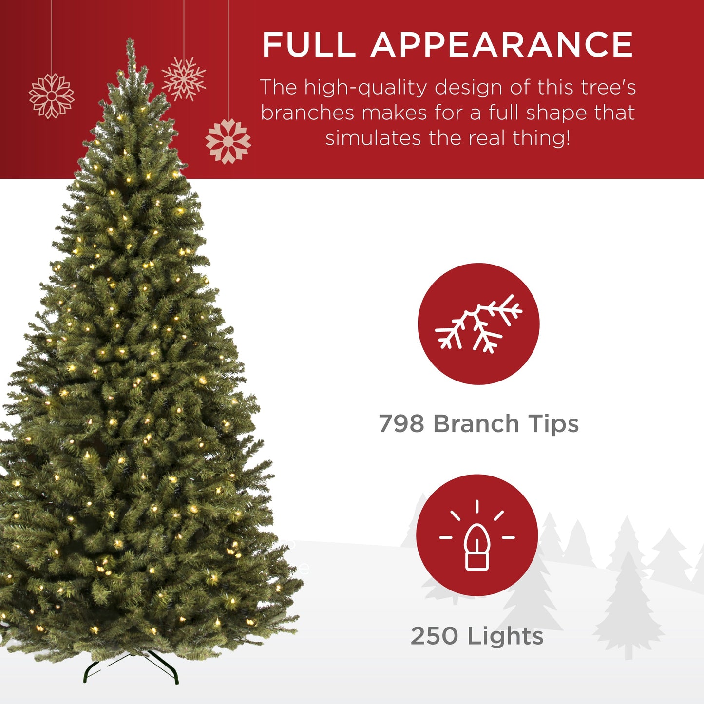 Pre-Lit Artificial Green Spruce Christmas Tree, w/Easy Assembly