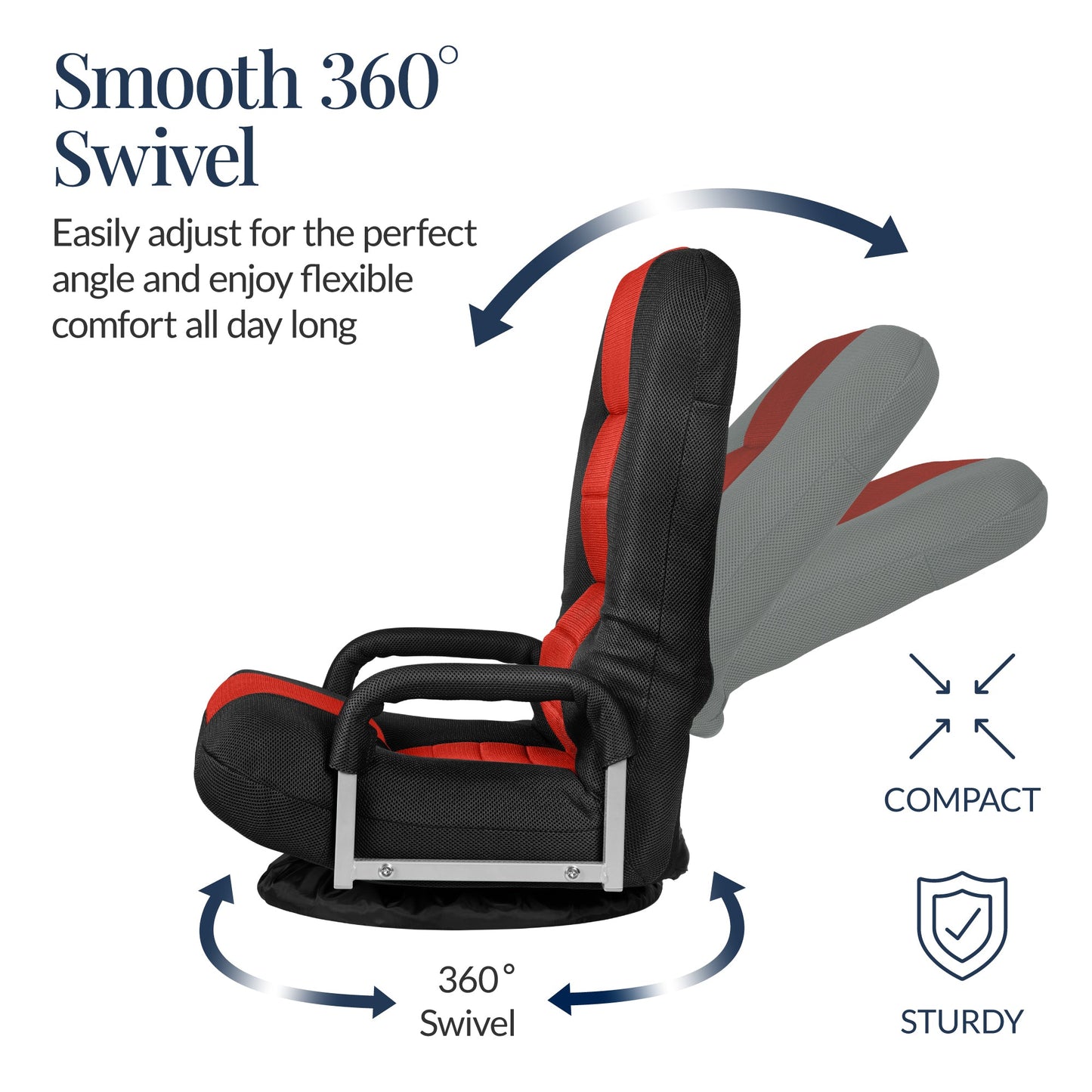 Gaming Floor Chair w/ 360-Degree Swivel, Armrest, Adjustable Backrest