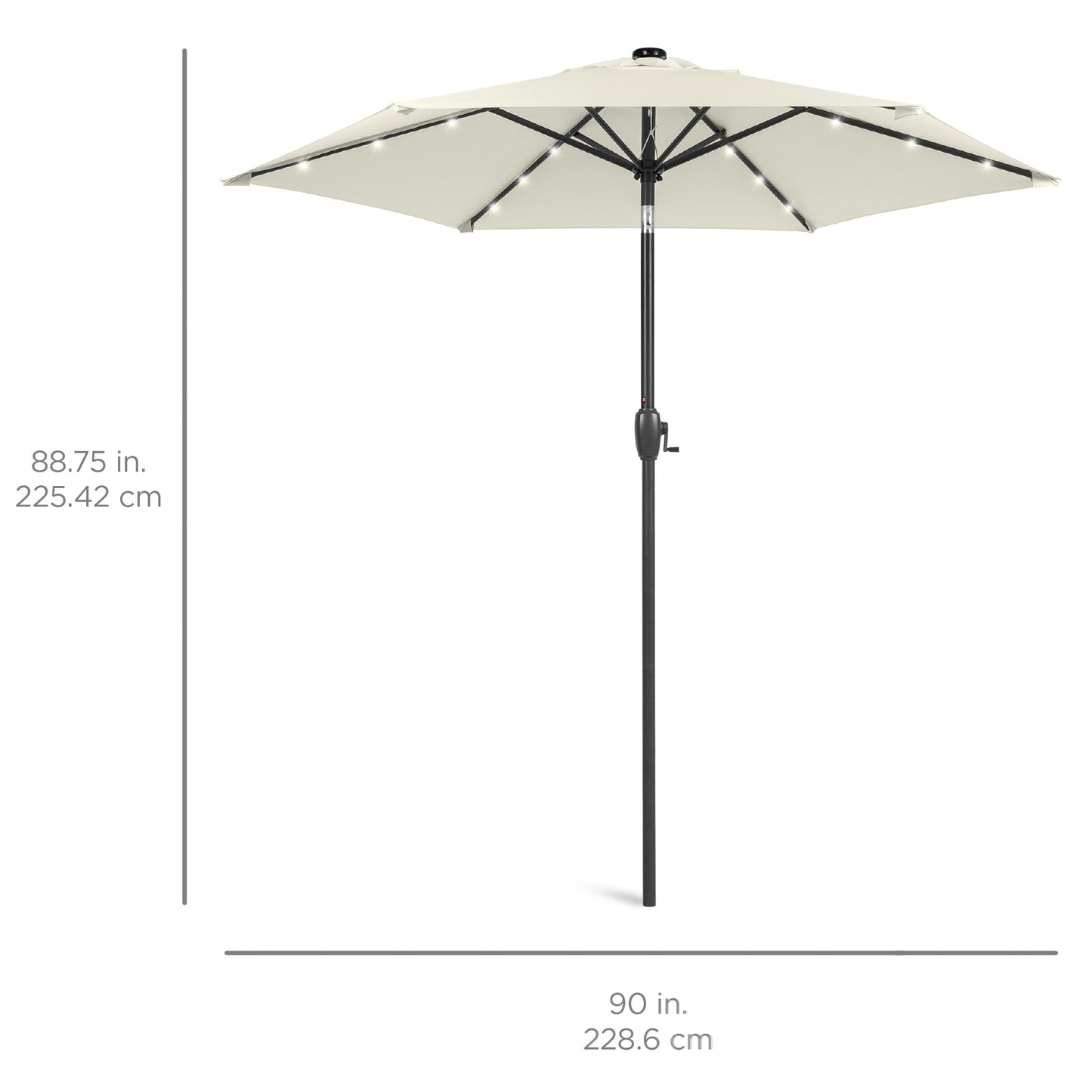 Outdoor Solar Patio Umbrella w/ Push Button Tilt, Crank Lift - 7.5ft