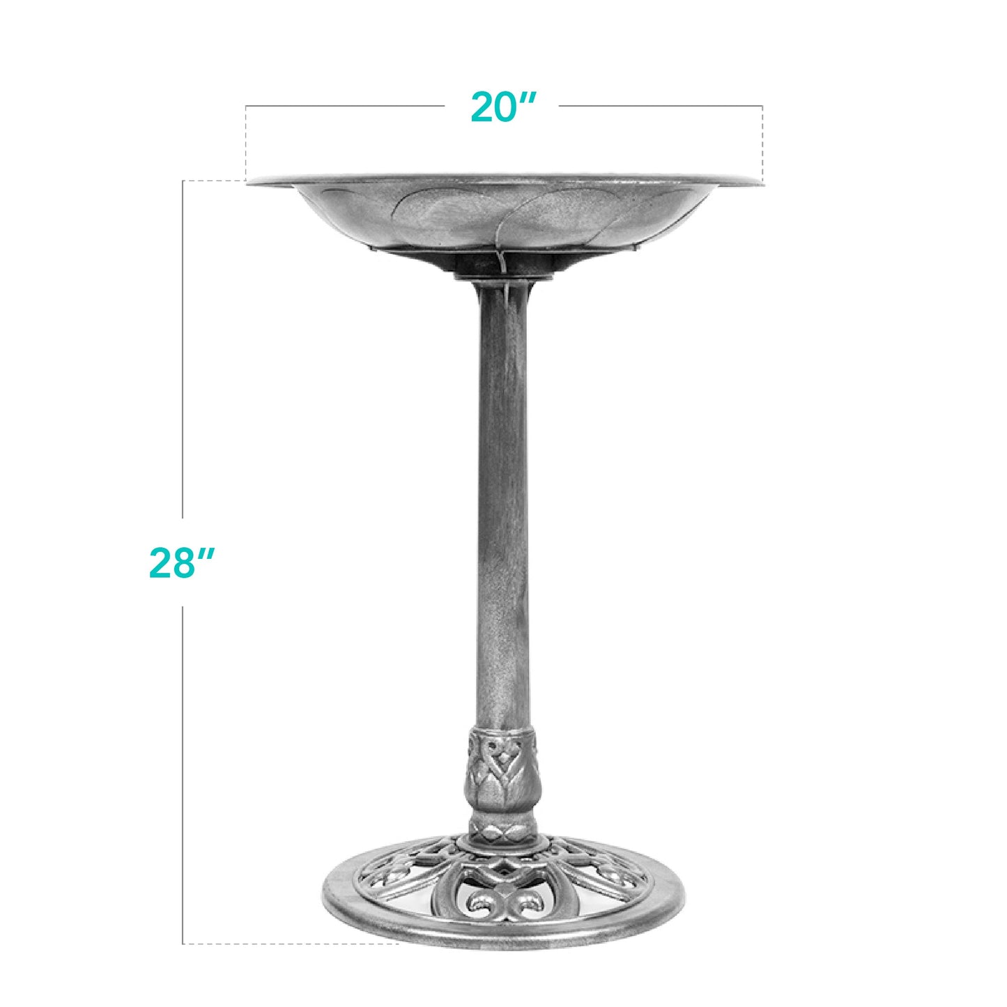 Vintage Outdoor Garden Bird Bath w/ Fleur-de-Lis Accents