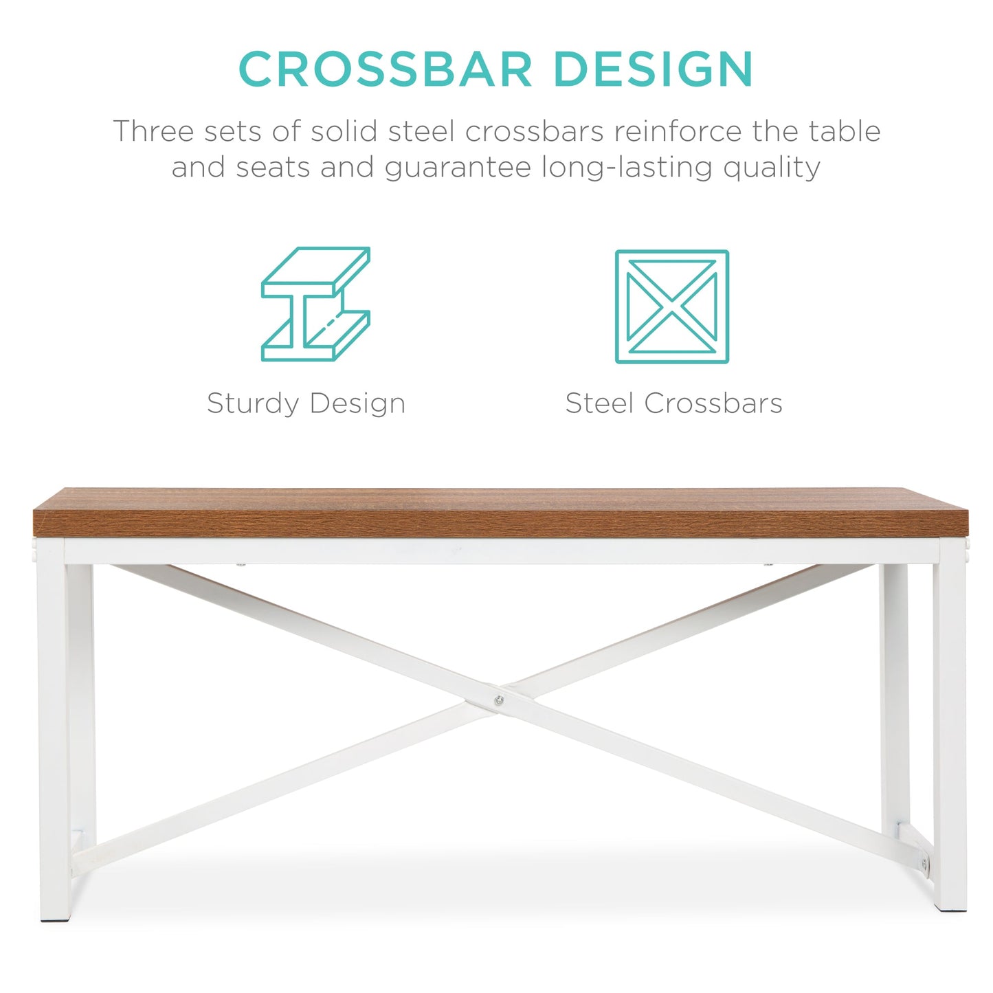 3-Piece Bench Style Dining Furniture Set w/ 2 Benches, Table - 45.5in