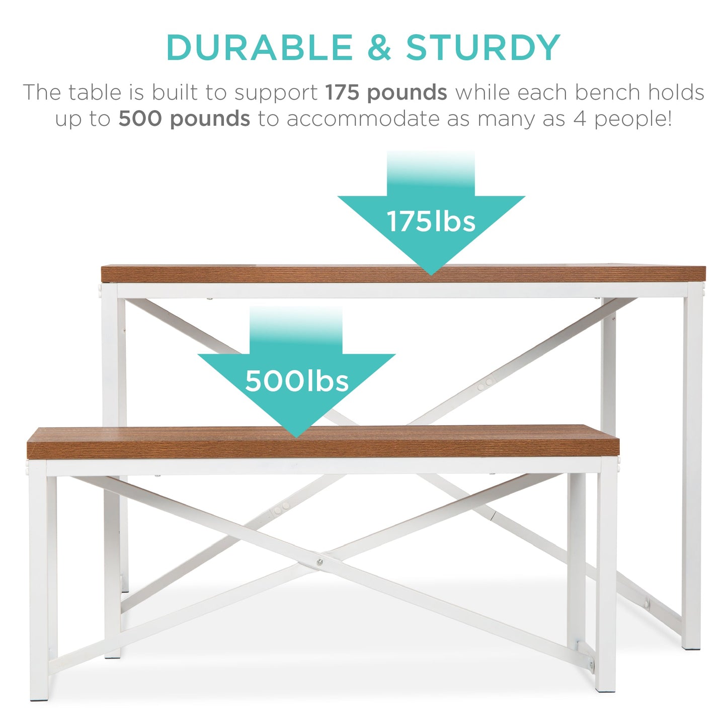 3-Piece Bench Style Dining Furniture Set w/ 2 Benches, Table - 45.5in