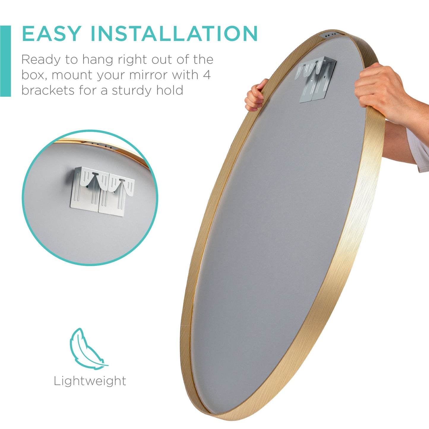 Framed Round Bathroom Vanity Wall Mirror w/ Anti-Blast Film - 36in