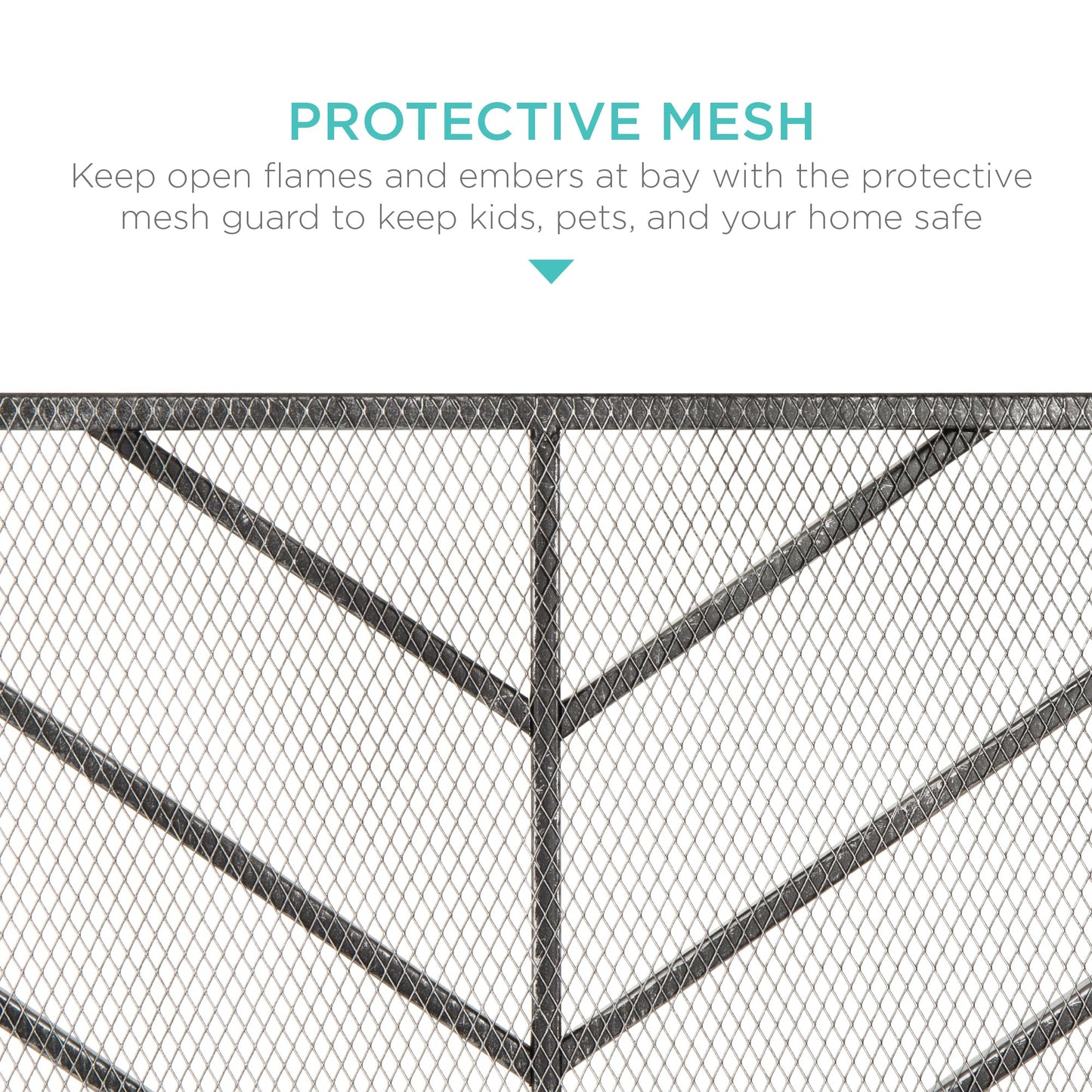 Single Panel Iron Chevron Fireplace Screen w/ Antique Finish - 38x31in