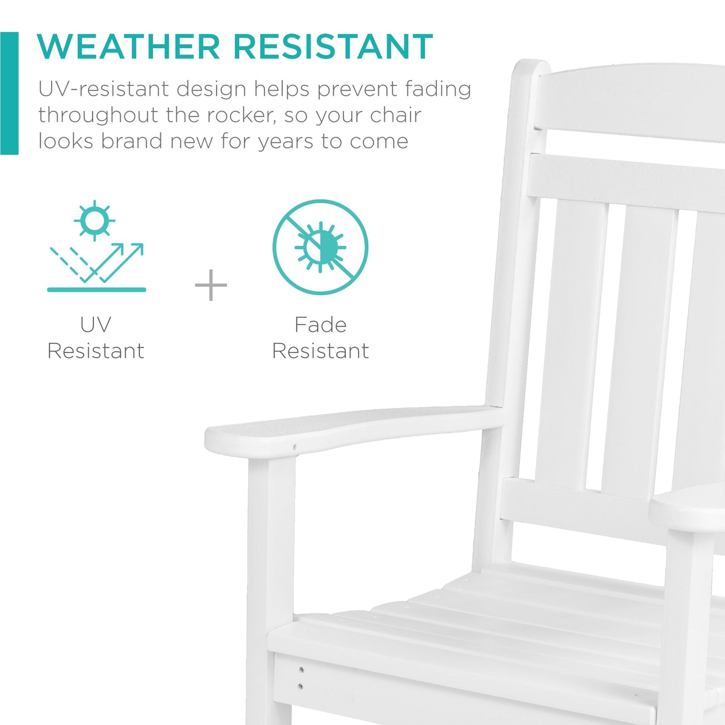 All-Weather Indoor Outdoor Porch Rocking Chair w/ 300lb Weight Capacity
