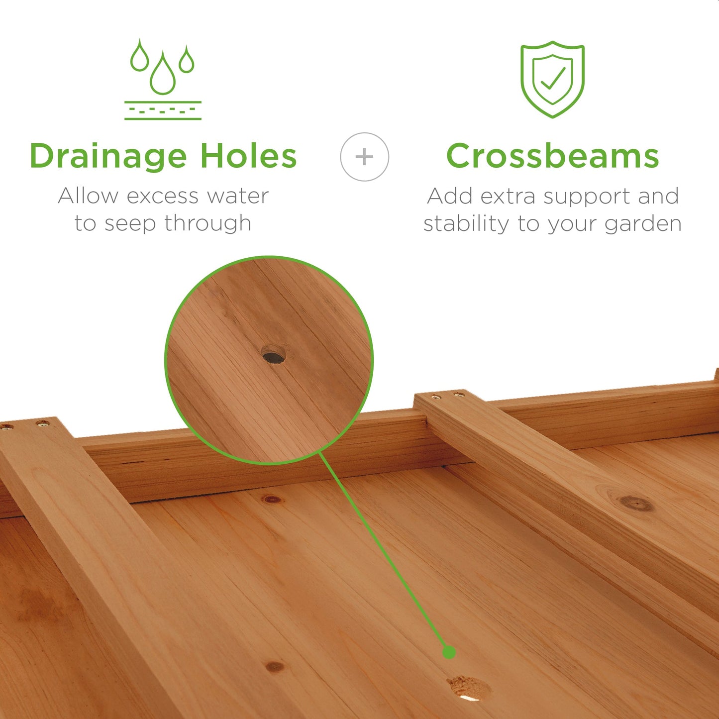 Mobile Raised Garden Bed Elevated Planter w/ Wheels, Shelf - 48x24x32in