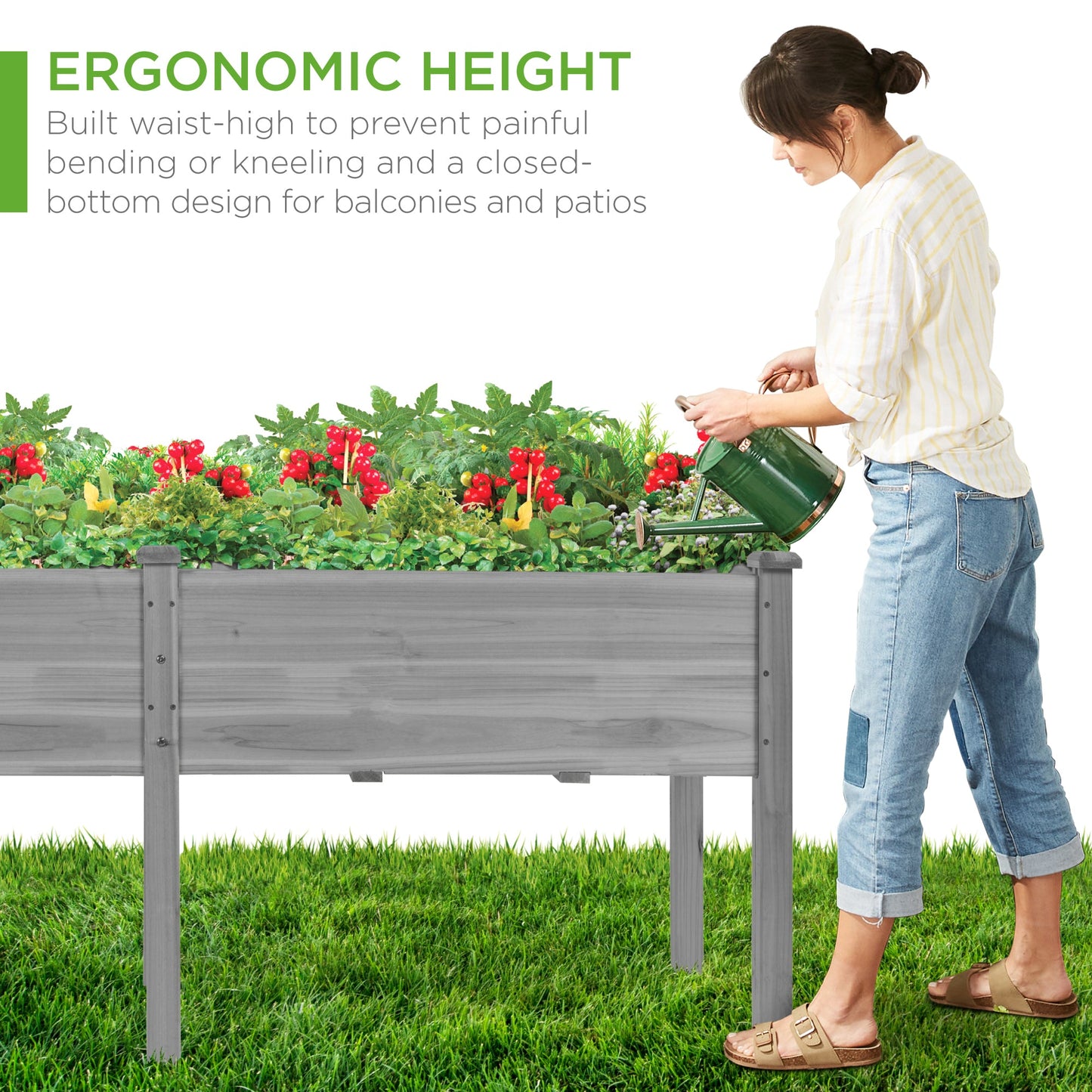Raised Garden Bed, Elevated Wood Garden Planter Stand - 72x24x30in