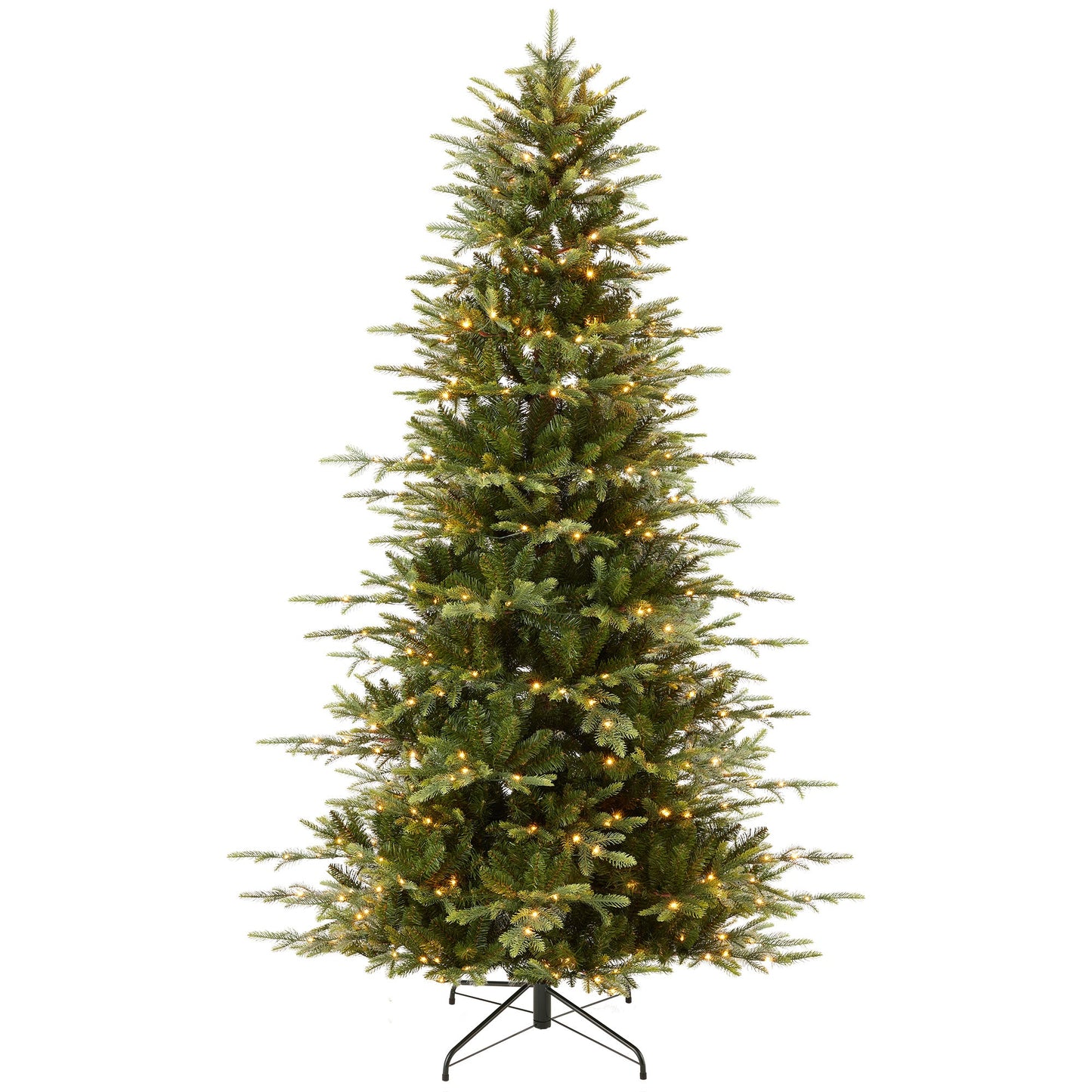 Pre-Lit Artificial Aspen Slim Noble Fir Christmas Tree w/ Metal Stand