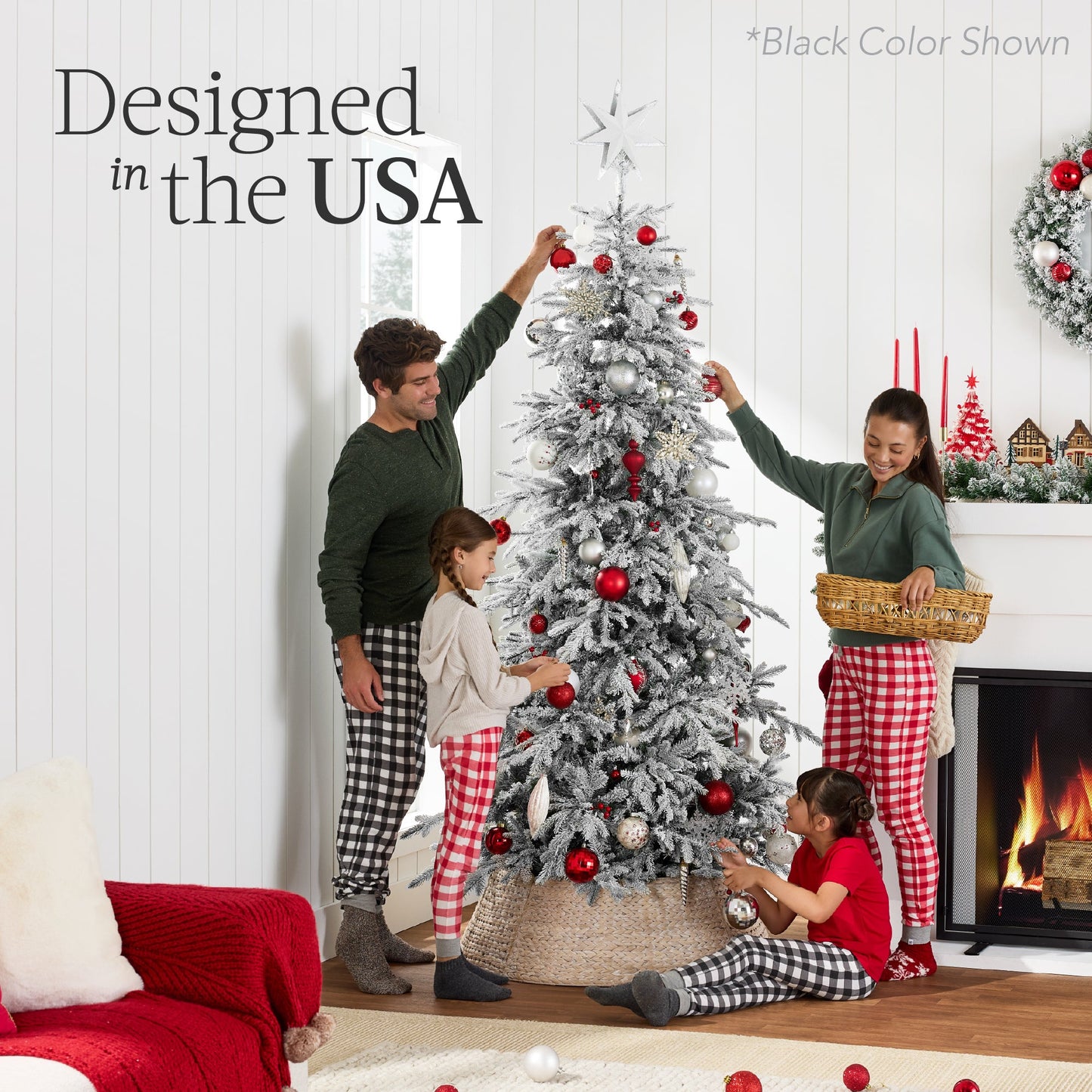 Pre-Lit Flocked Artificial Aspen Noble Fir Christmas Tree w/ Metal Stand