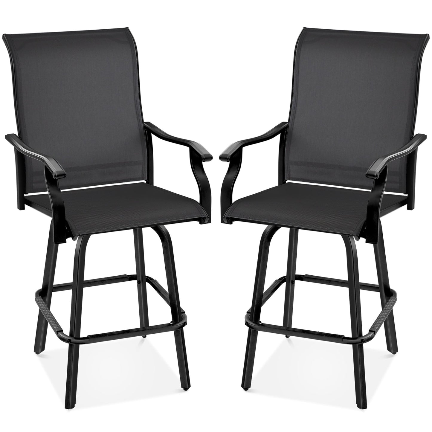 Set of 2 Swivel Barstools w/ 360 Rotation, All-Weather Mesh