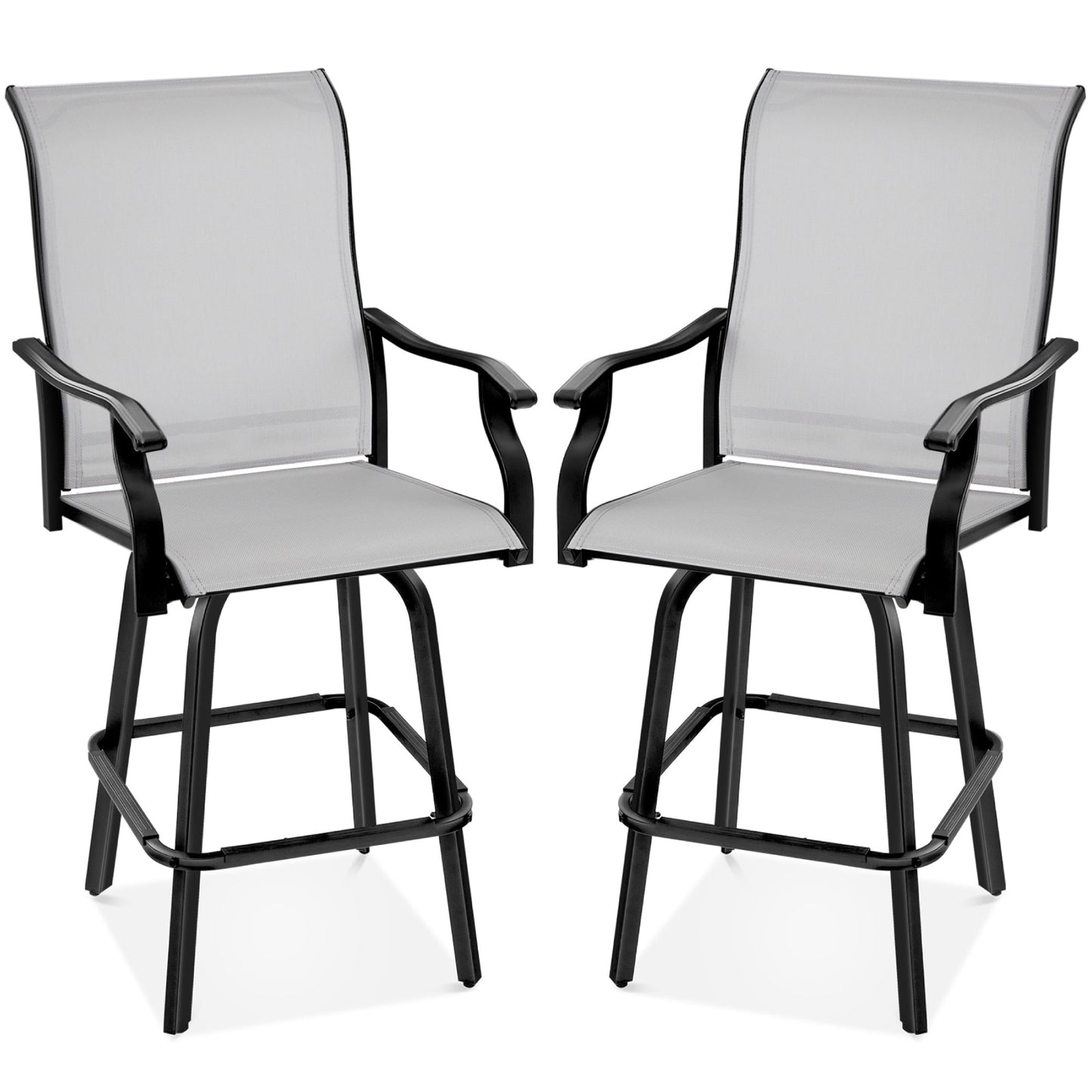 Set of 2 Swivel Barstools w/ 360 Rotation, All-Weather Mesh