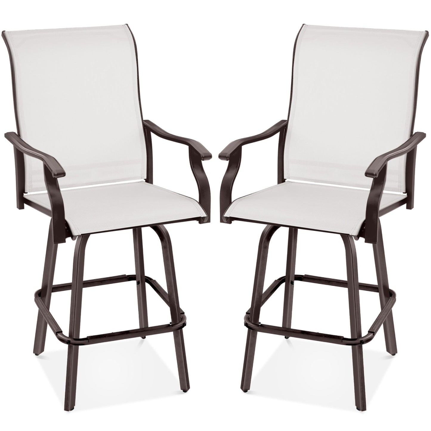 Set of 2 Swivel Barstools w/ 360 Rotation, All-Weather Mesh