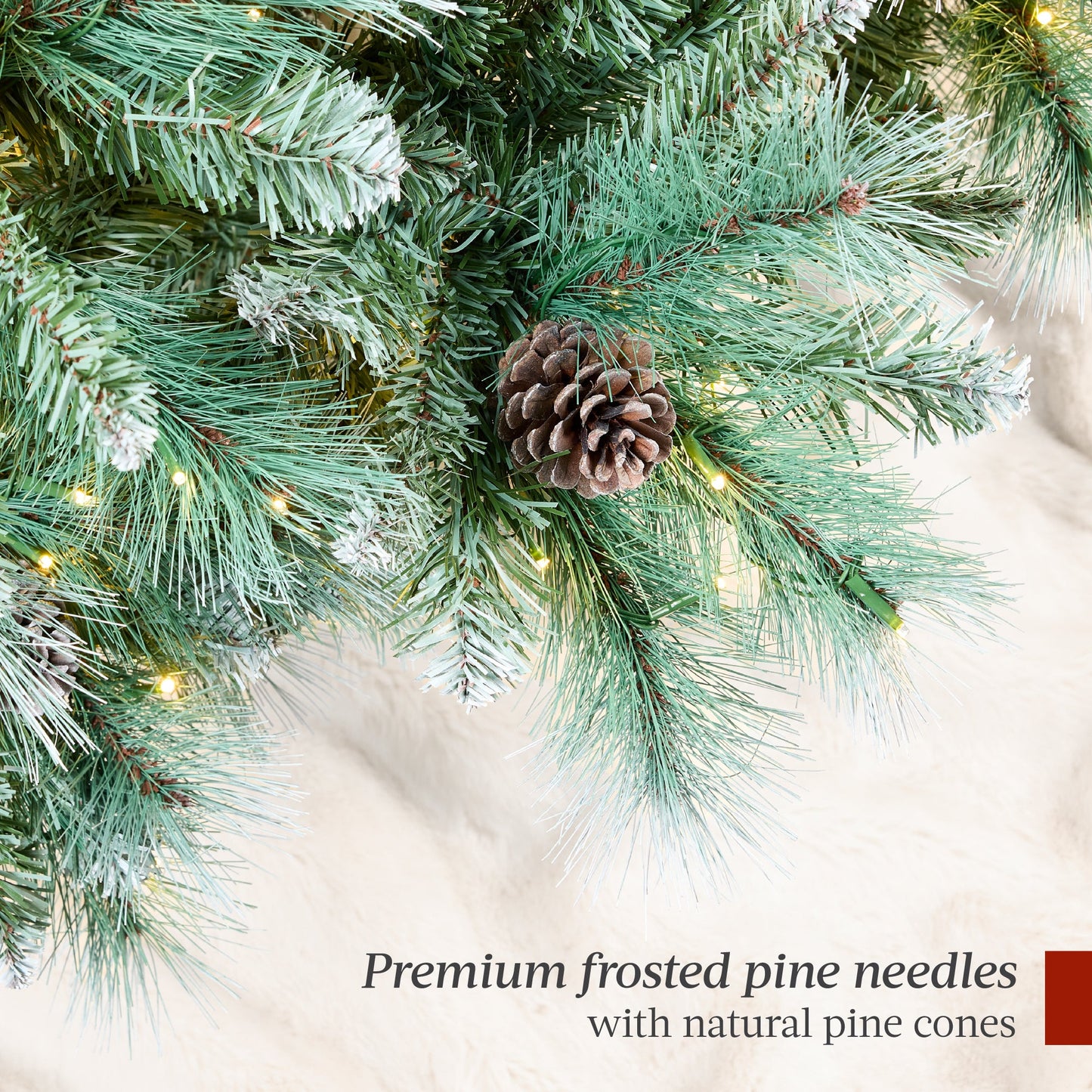 Pre-Lit Frosted Artificial Scotch Pine Christmas Tree w/ Metal Stand
